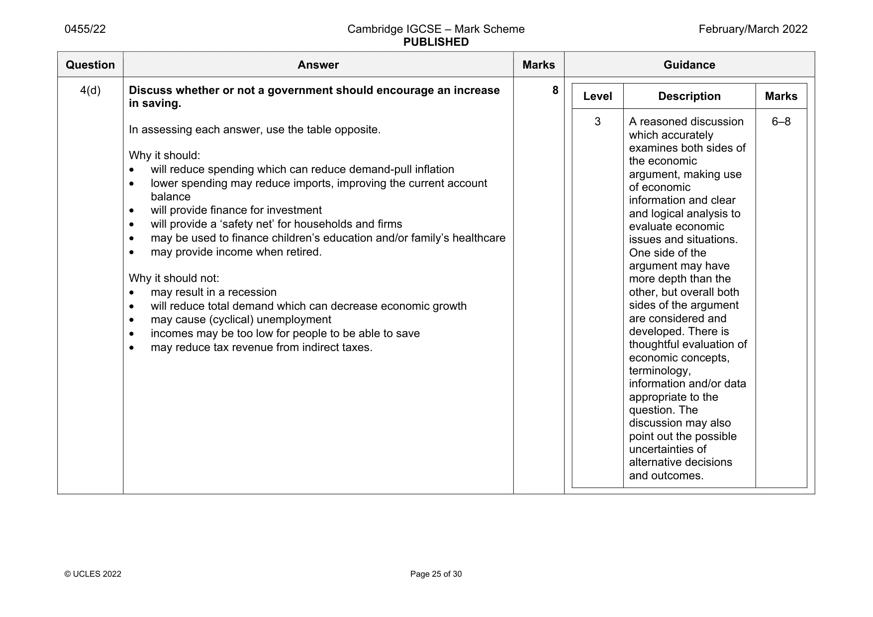 Mark scheme, page 25 of 30