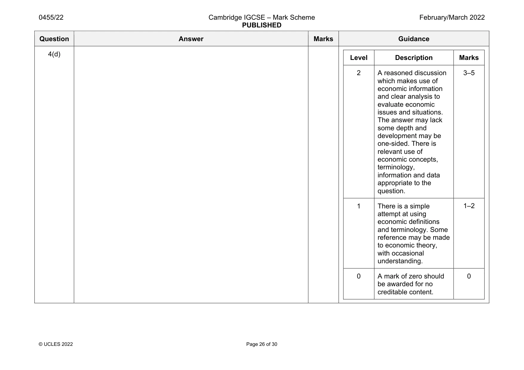 Mark scheme, page 26 of 30