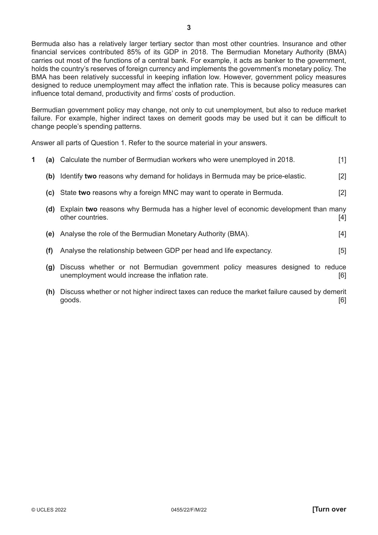 Cambridge IGCSE Economics 0455 2022 Feb/March Paper 2 · Variant 2 question paper, page 3 of 8