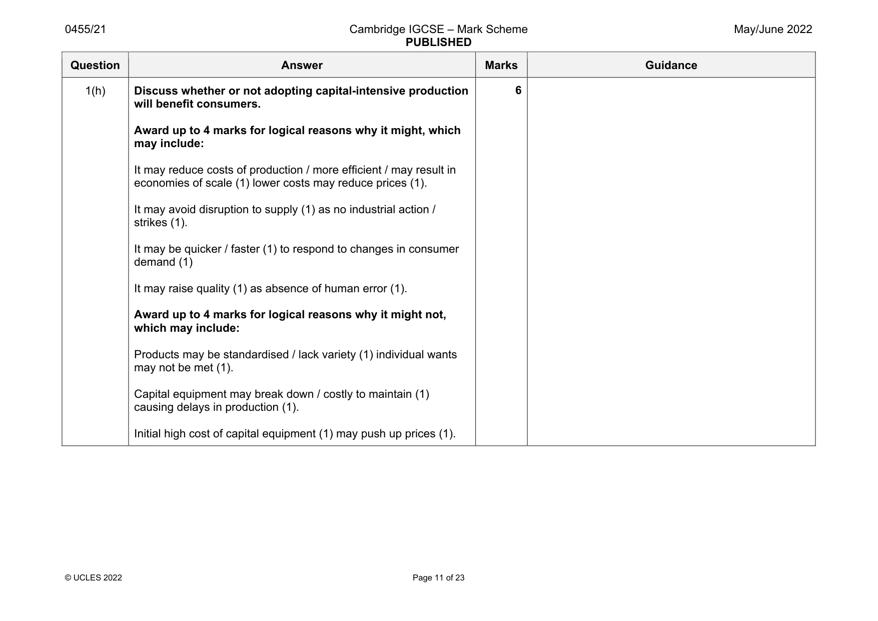 Mark scheme, page 11 of 23