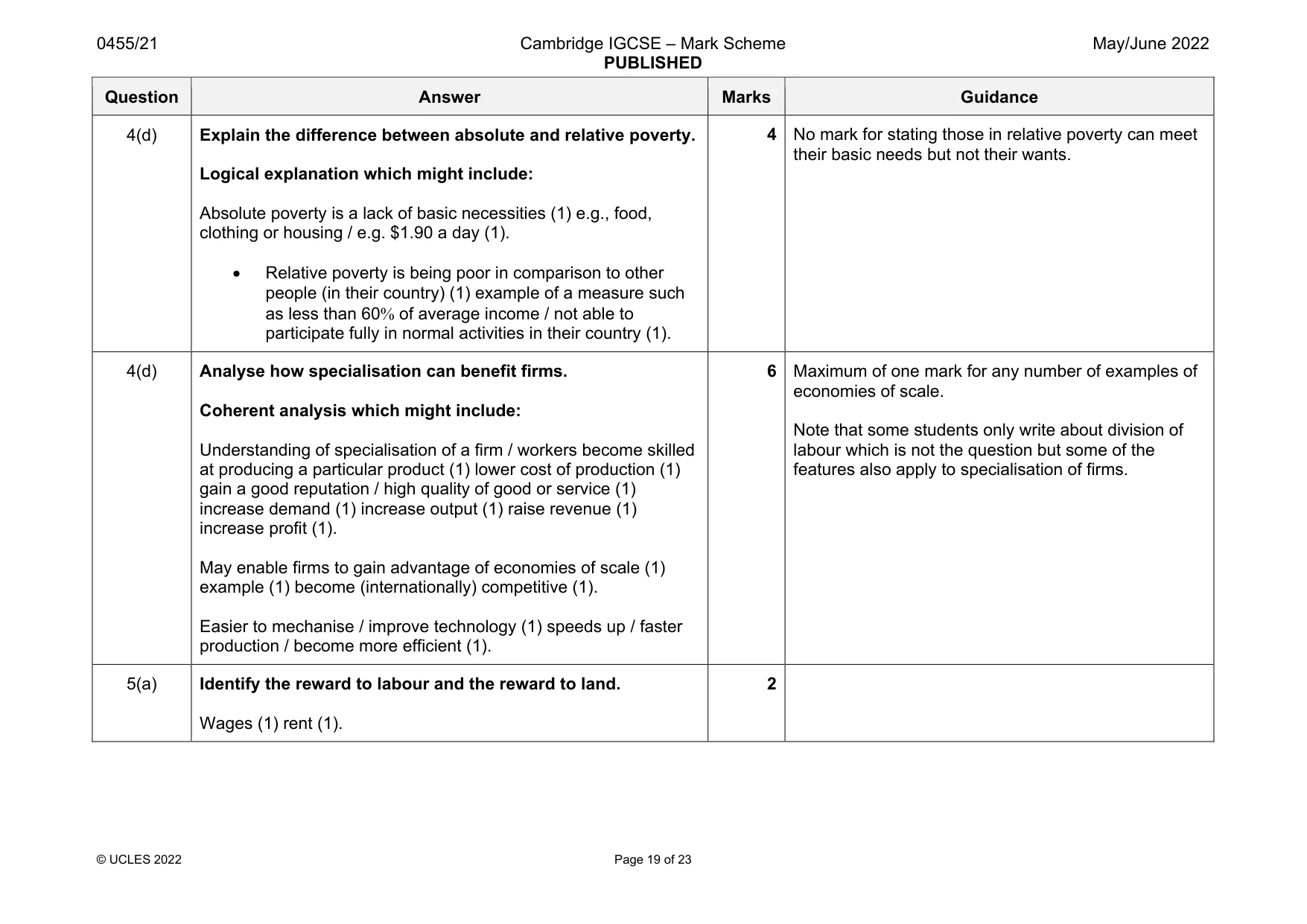 Mark scheme, page 19 of 23