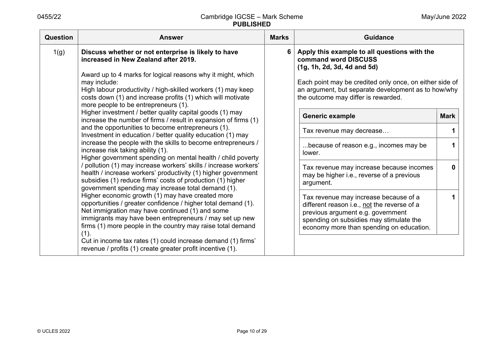 Mark scheme, page 10 of 29