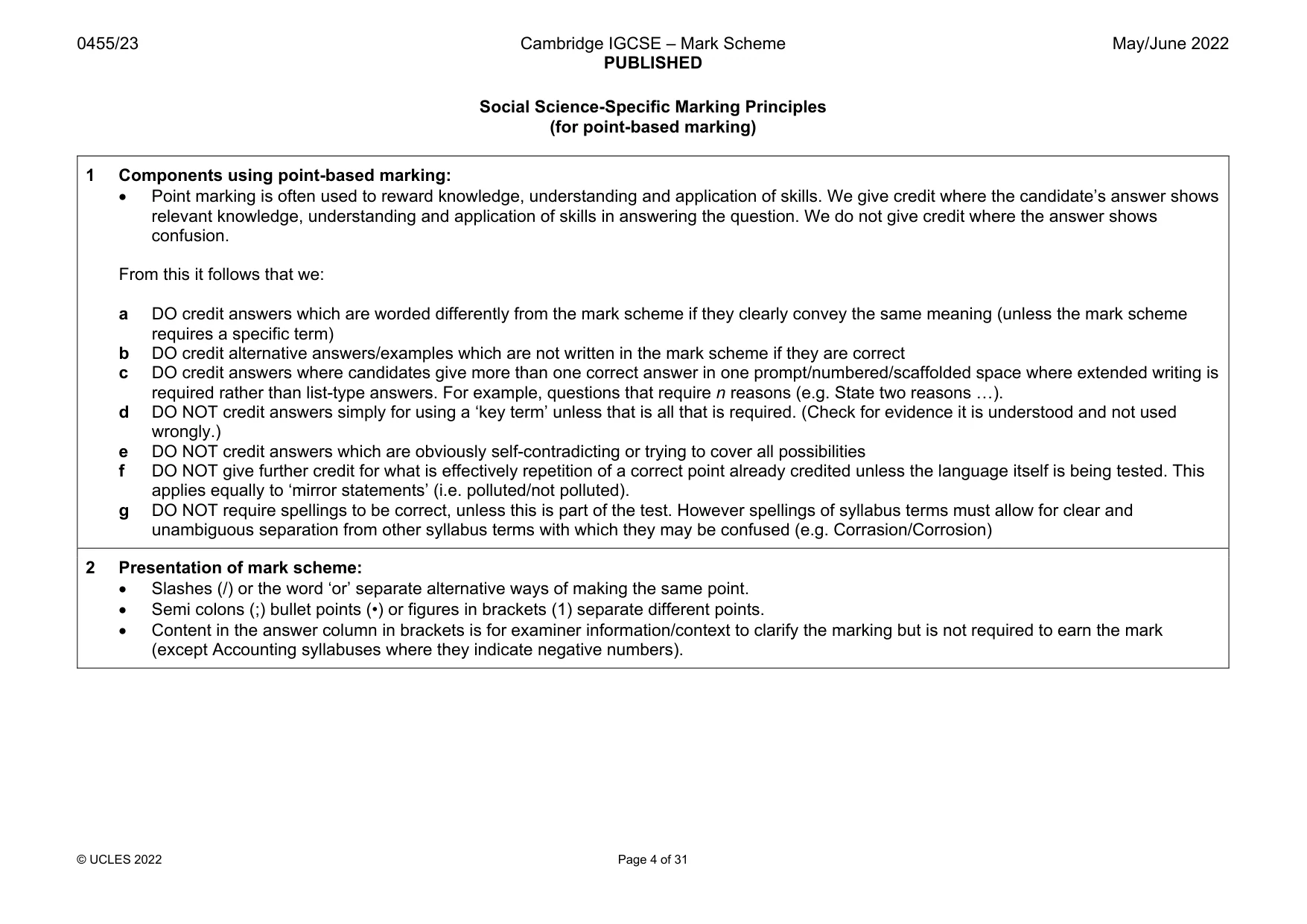 Mark scheme, page 4 of 31