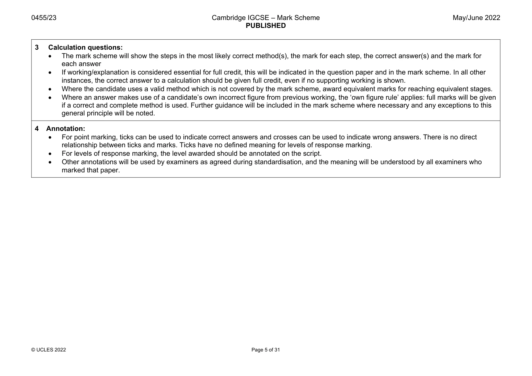Mark scheme, page 5 of 31