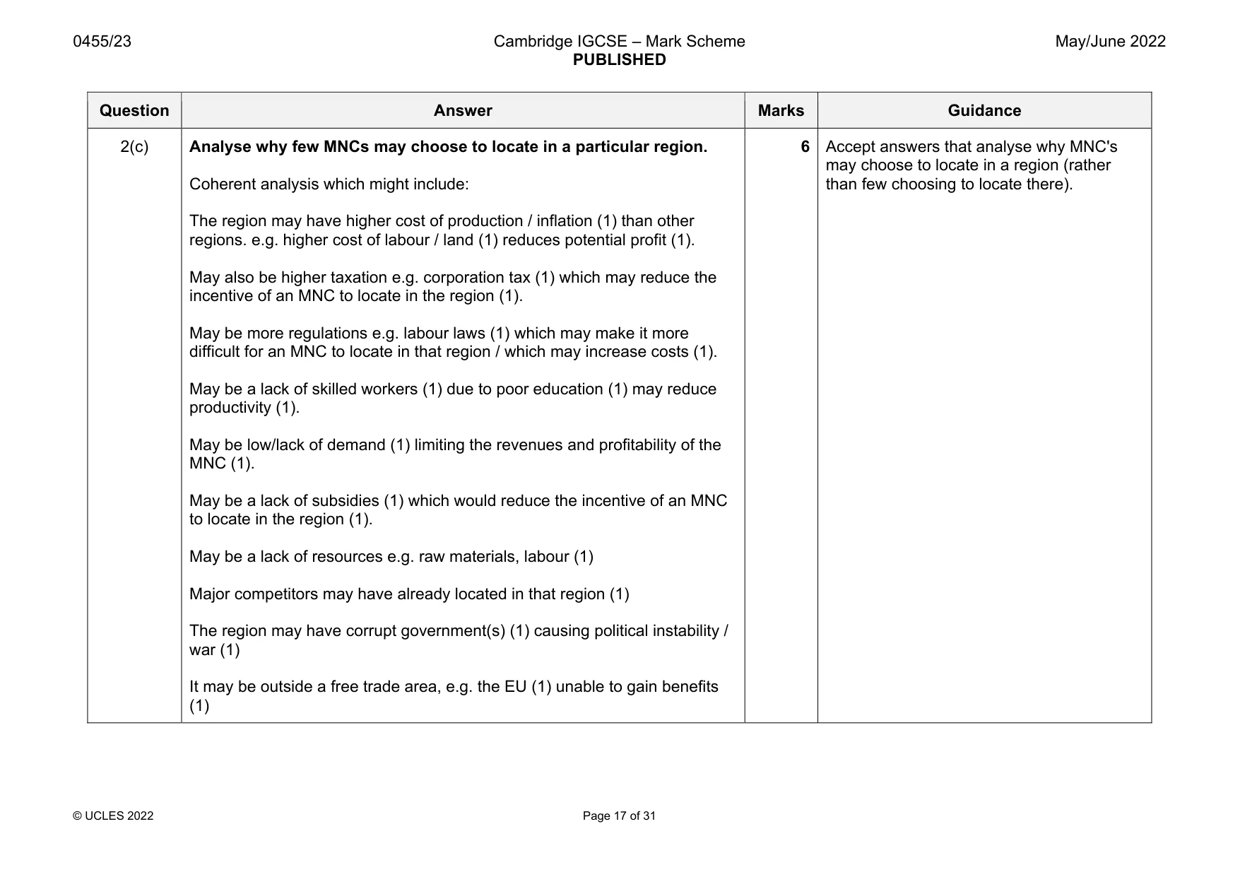 Mark scheme, page 17 of 31