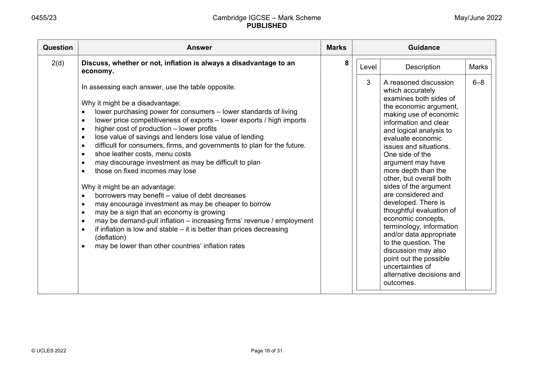 Mark scheme, page 18 of 31