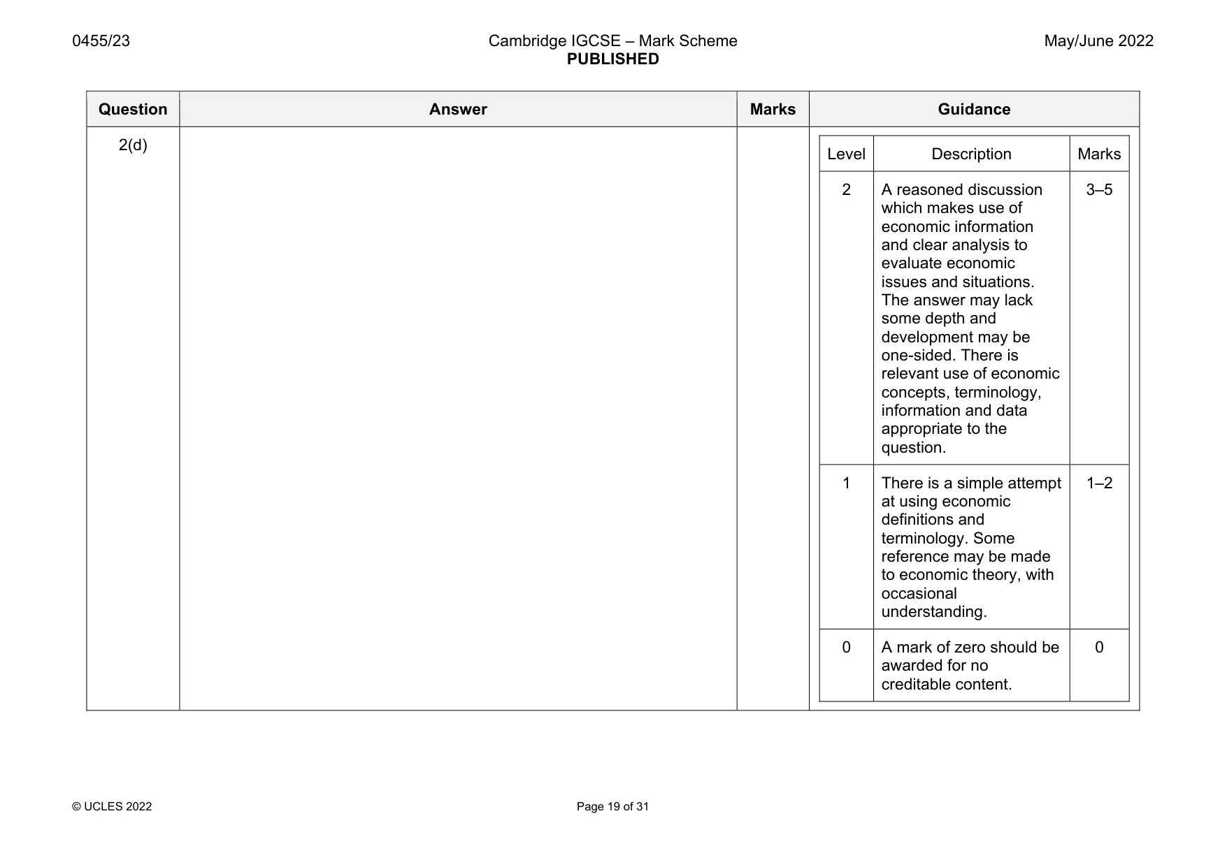 Mark scheme, page 19 of 31