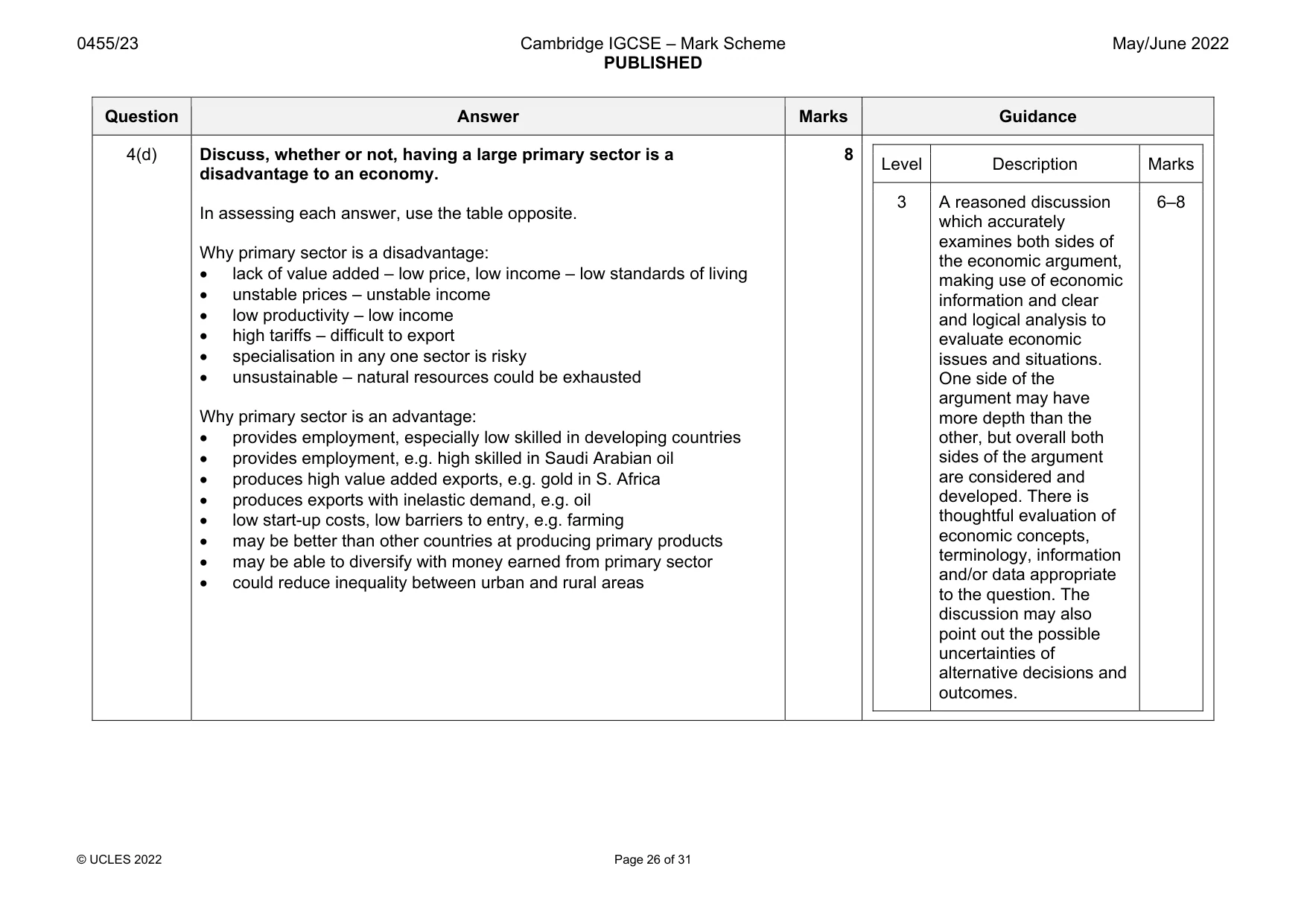 Mark scheme, page 26 of 31