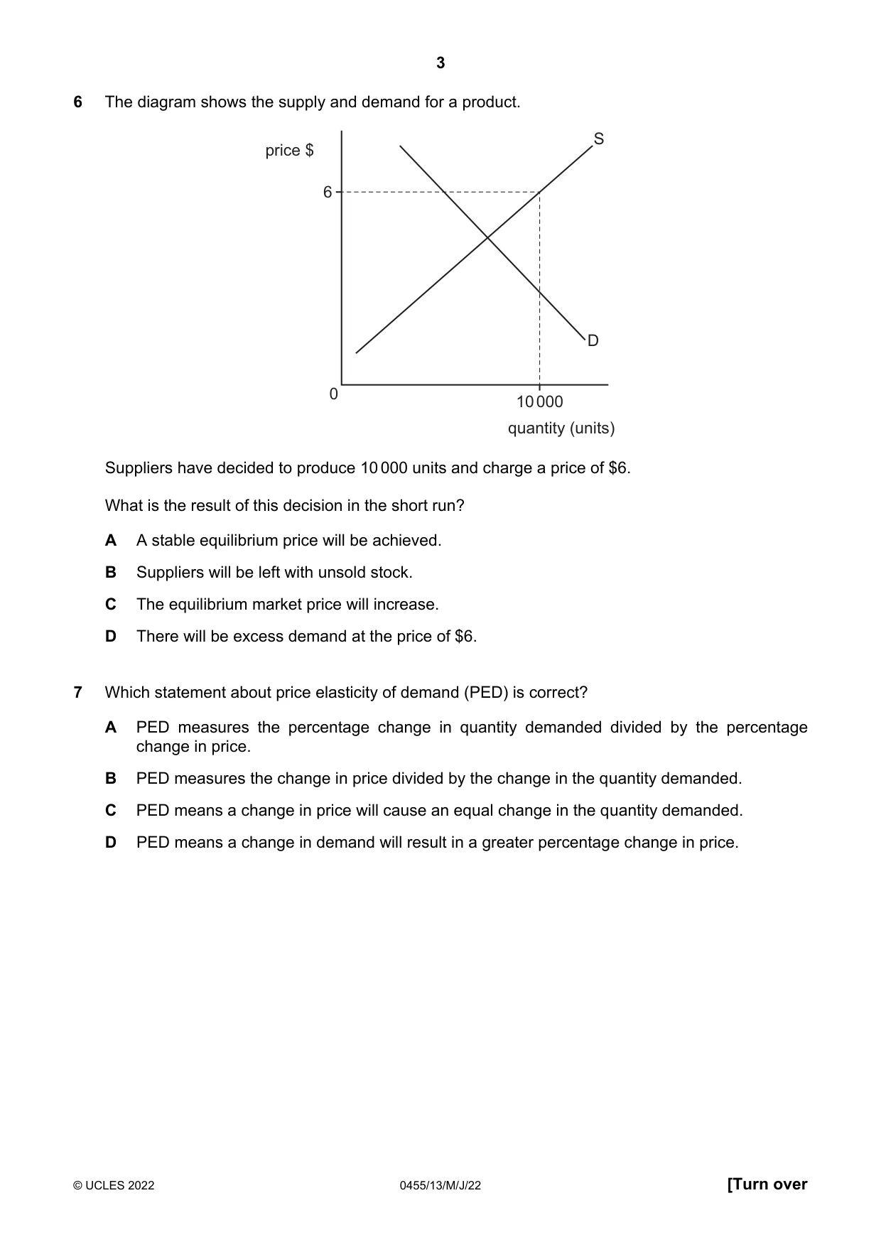 Cambridge IGCSE Economics 0455 2022 May/June Paper 1 · Variant 3 question paper, page 3 of 12
