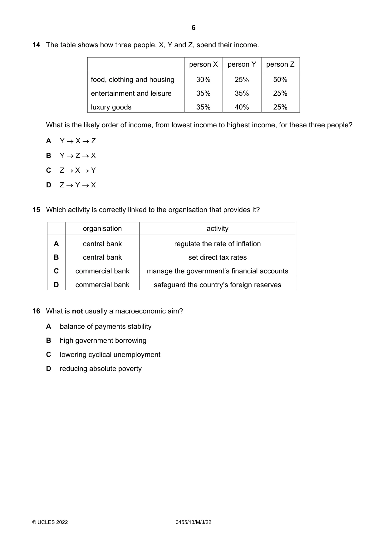 Cambridge IGCSE Economics 0455 2022 May/June Paper 1 · Variant 3 question paper, page 6 of 12