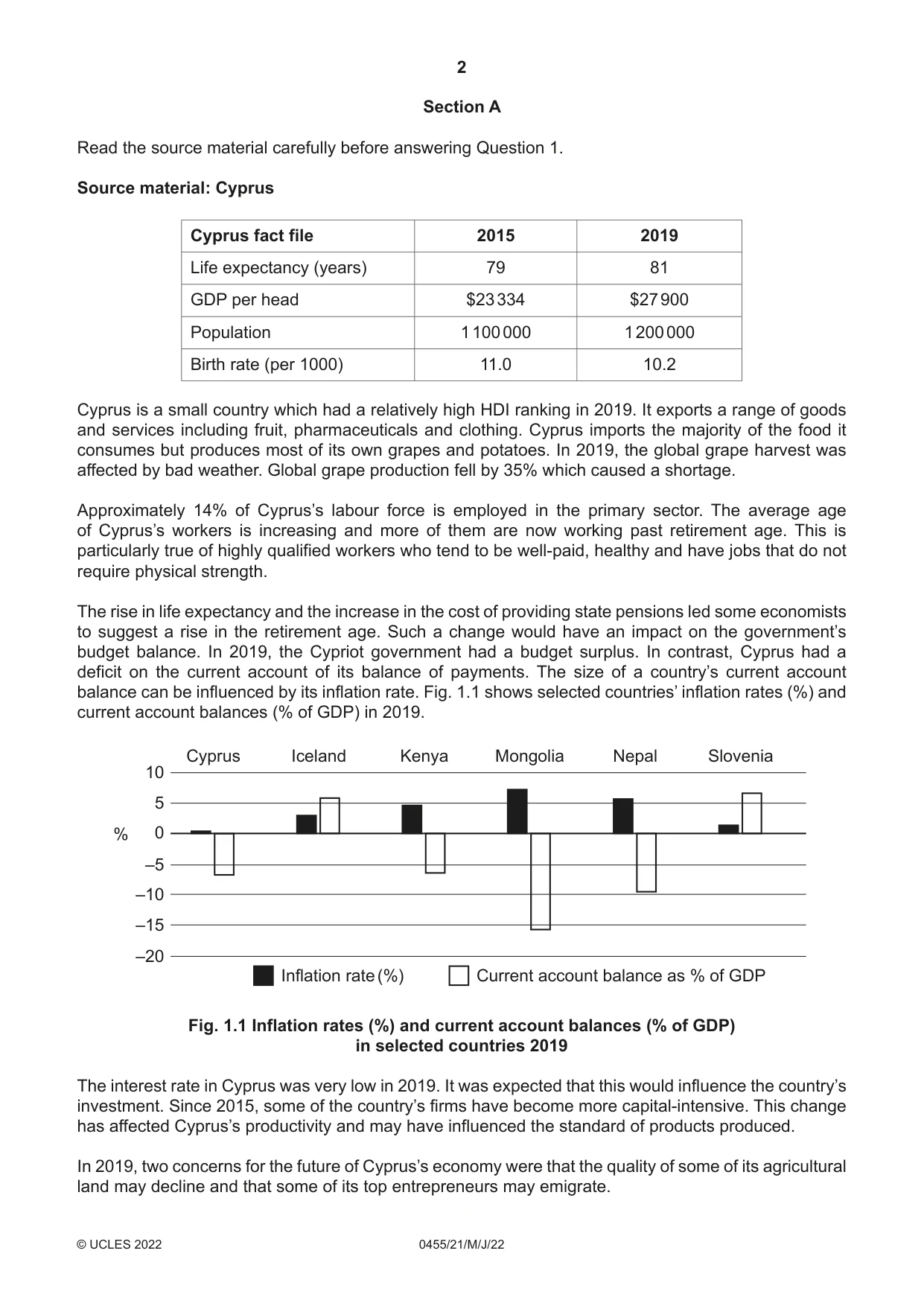 Cambridge IGCSE Economics 0455 2022 May/June Paper 2 · Variant 1 question paper, page 2 of 8