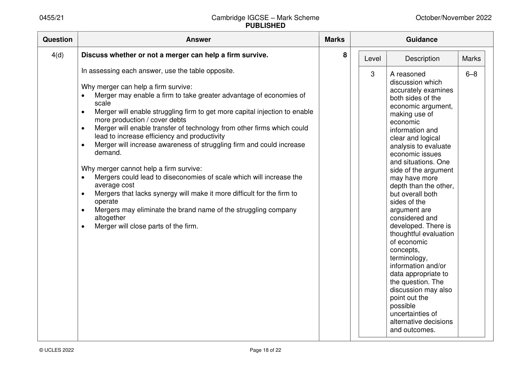 Mark scheme, page 18 of 22