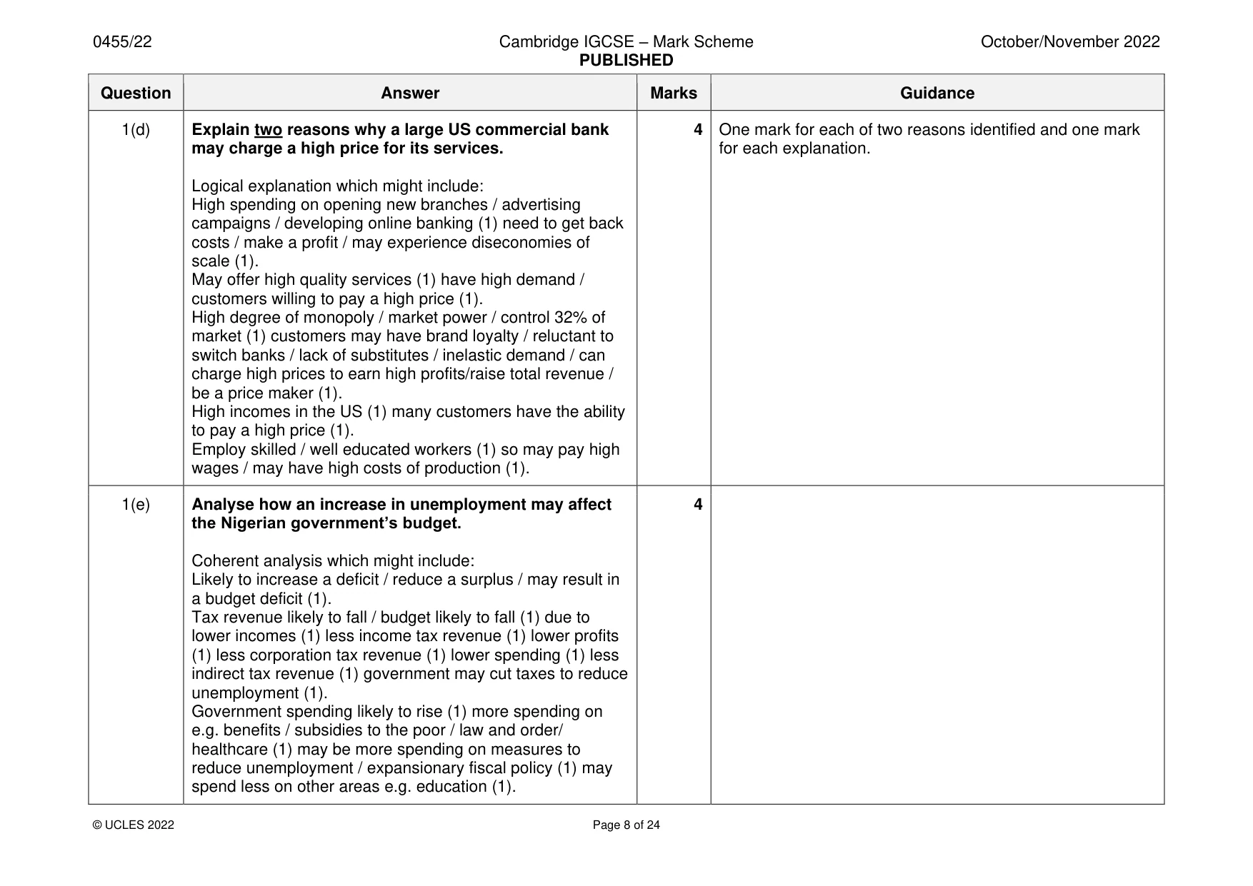 Mark scheme, page 8 of 24