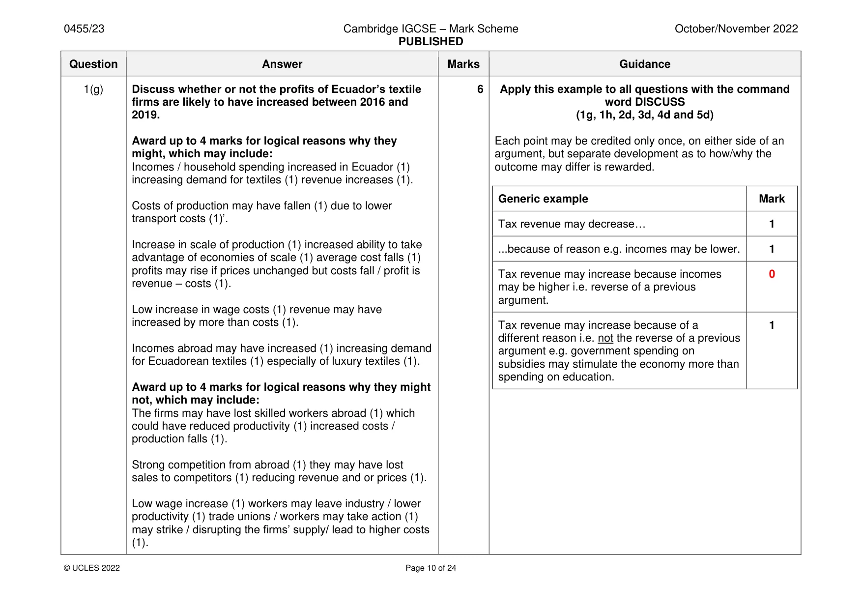 Mark scheme, page 10 of 24