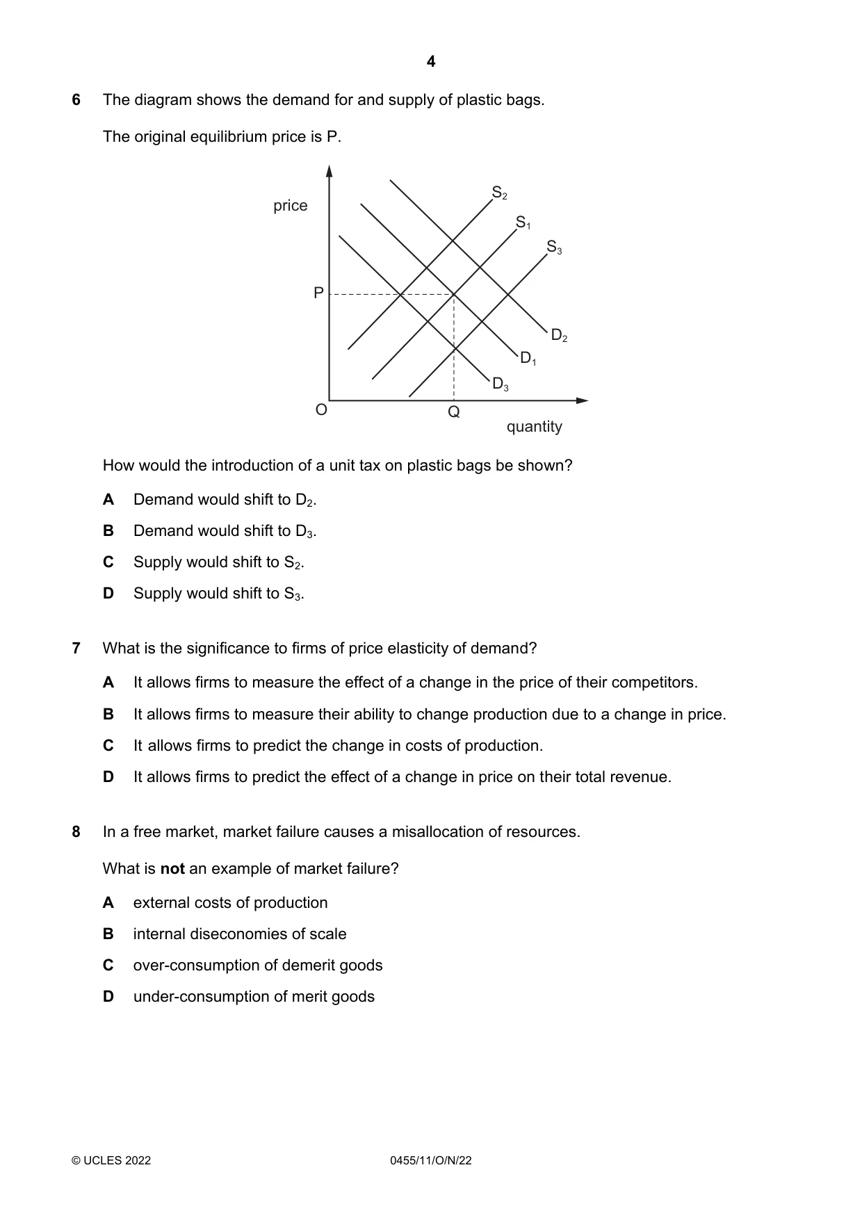 Cambridge IGCSE Economics 0455 2022 Oct/Nov Paper 1 · Variant 1 question paper, page 4 of 12