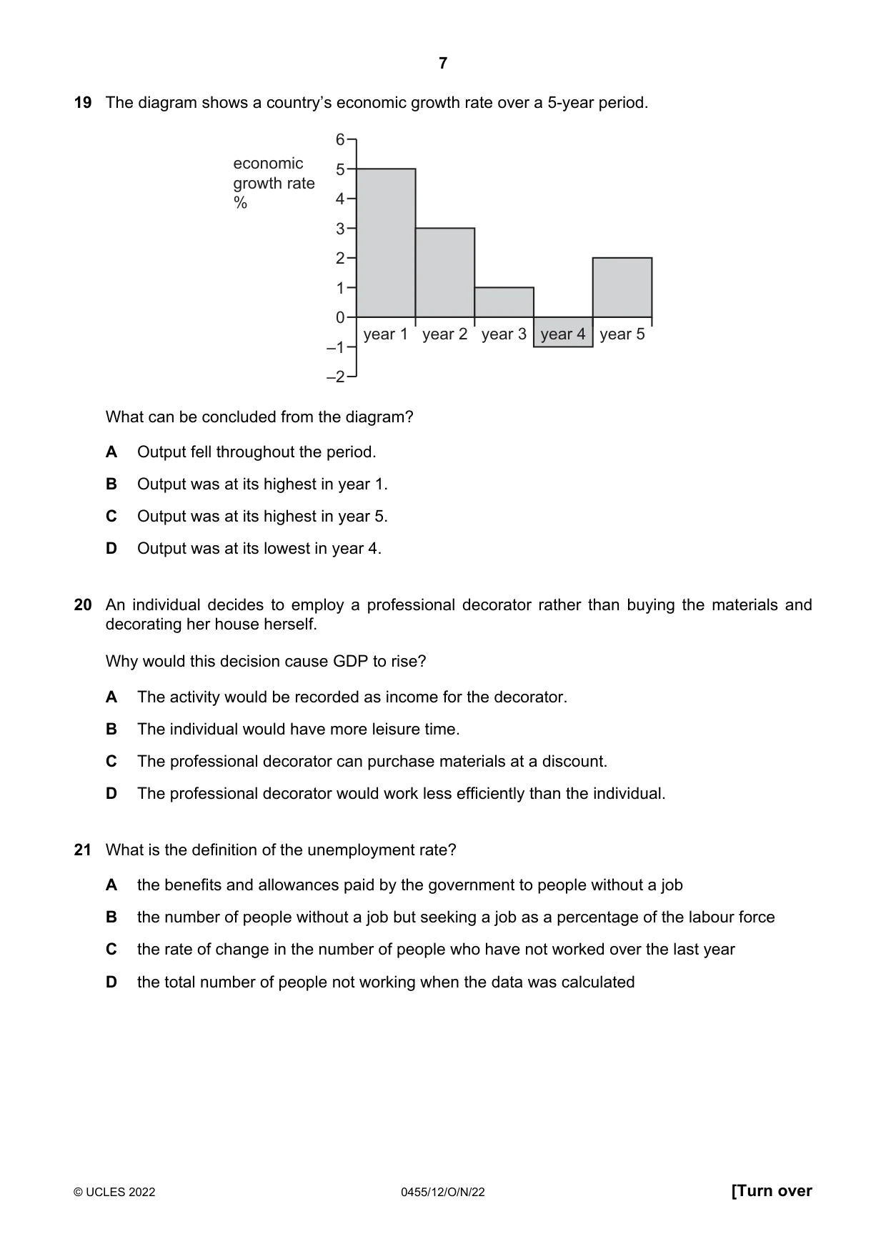 Cambridge IGCSE Economics 0455 2022 Oct/Nov Paper 1 · Variant 2 question paper, page 7 of 12