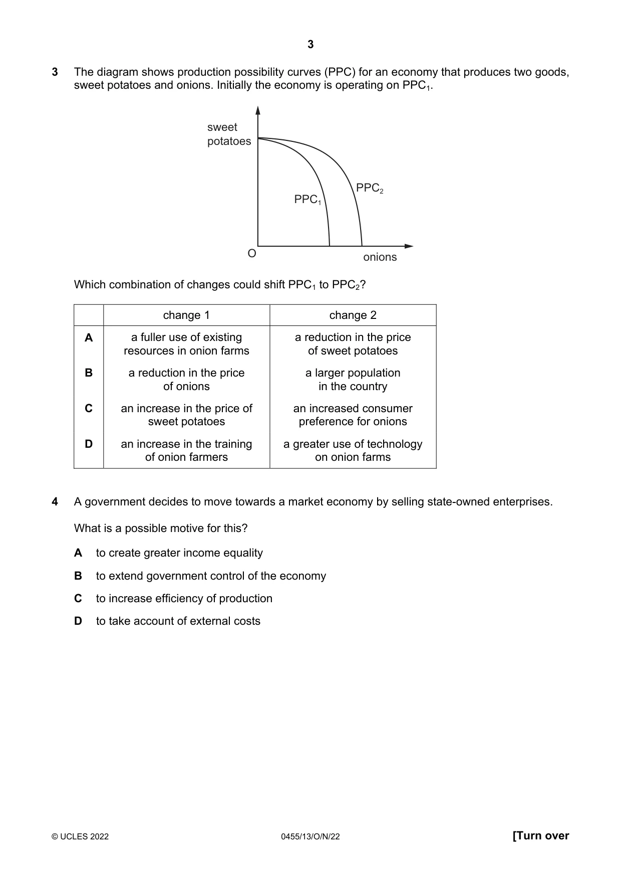 Cambridge IGCSE Economics 0455 2022 Oct/Nov Paper 1 · Variant 3 question paper, page 3 of 12