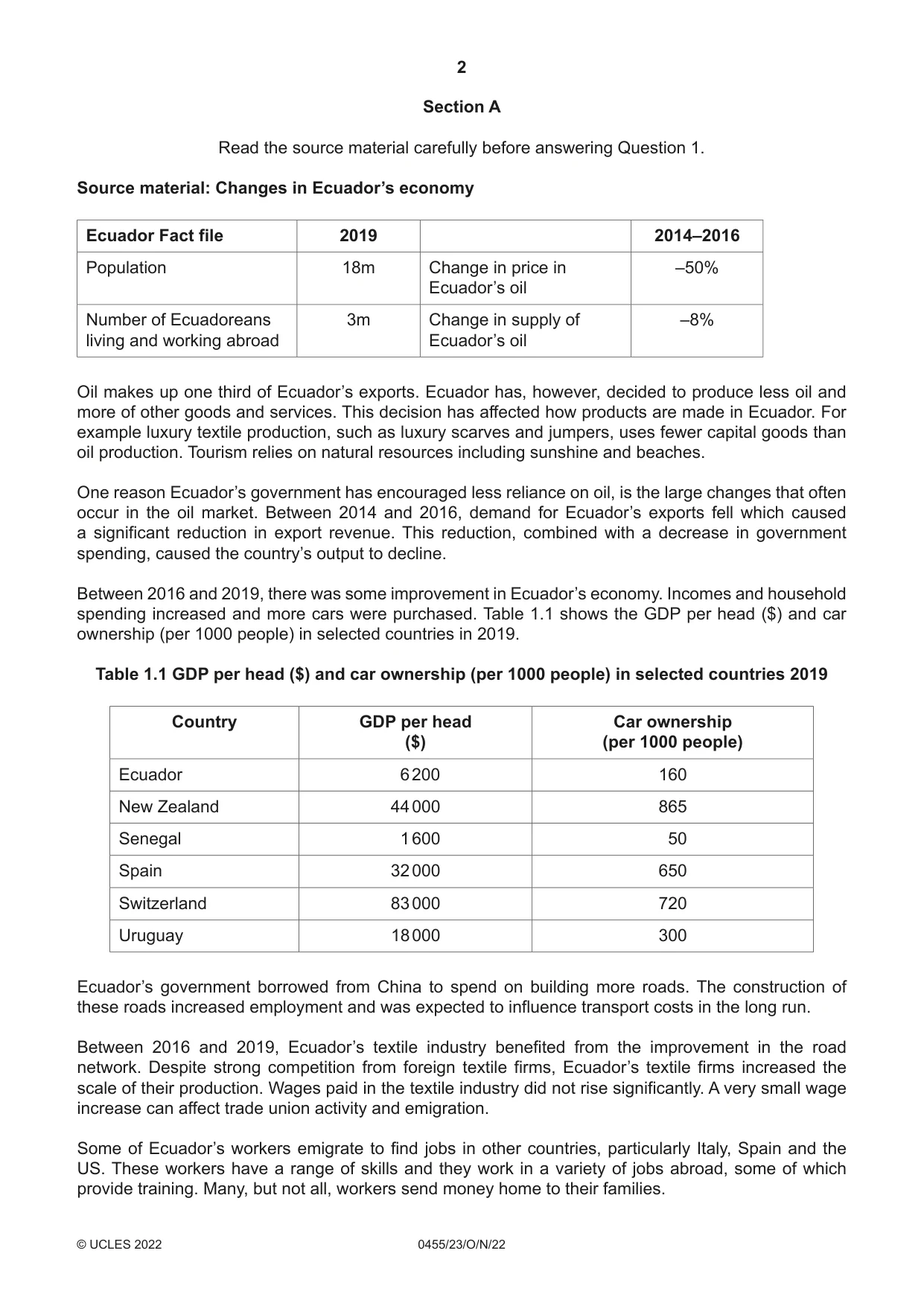 Cambridge IGCSE Economics 0455 2022 Oct/Nov Paper 2 · Variant 3 question paper, page 2 of 8