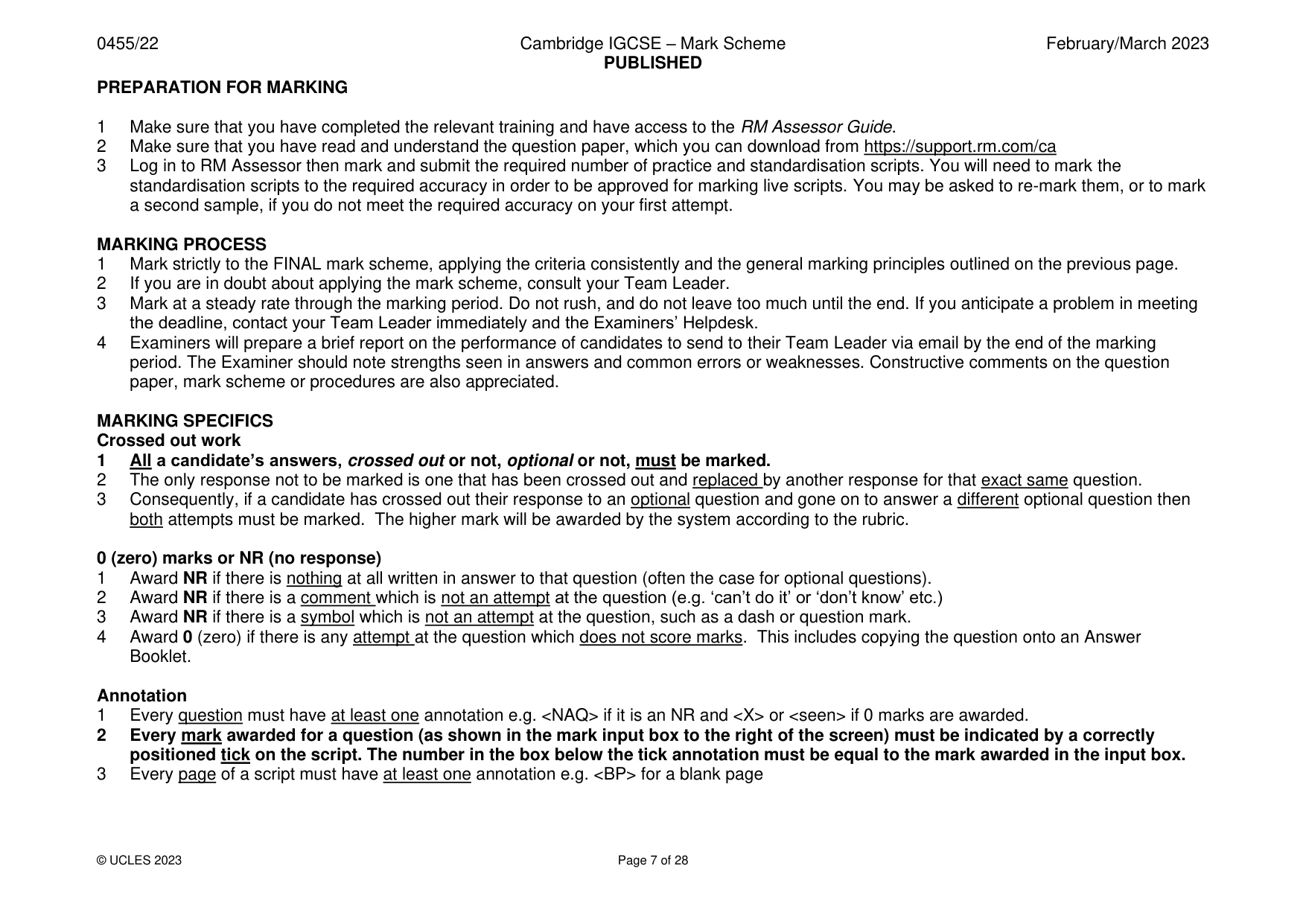 Mark scheme, page 7 of 28