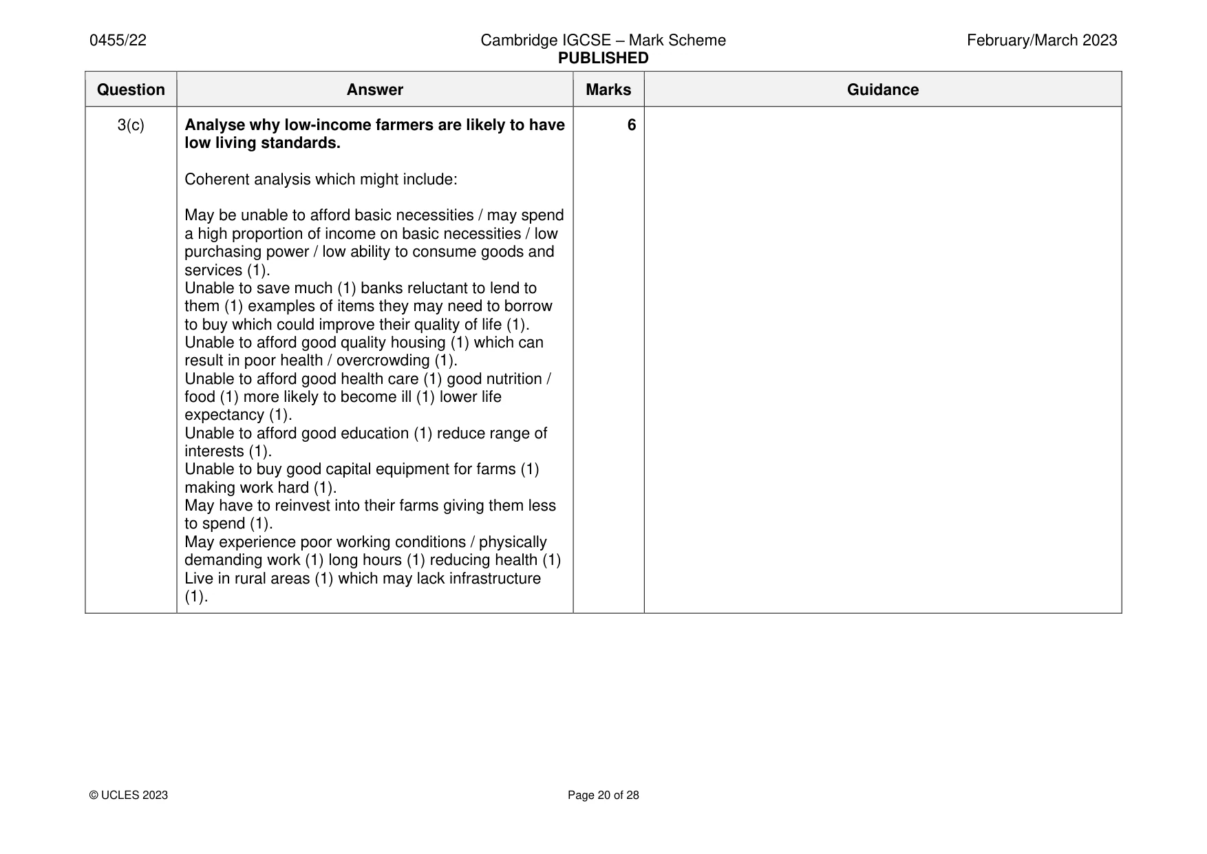 Mark scheme, page 20 of 28