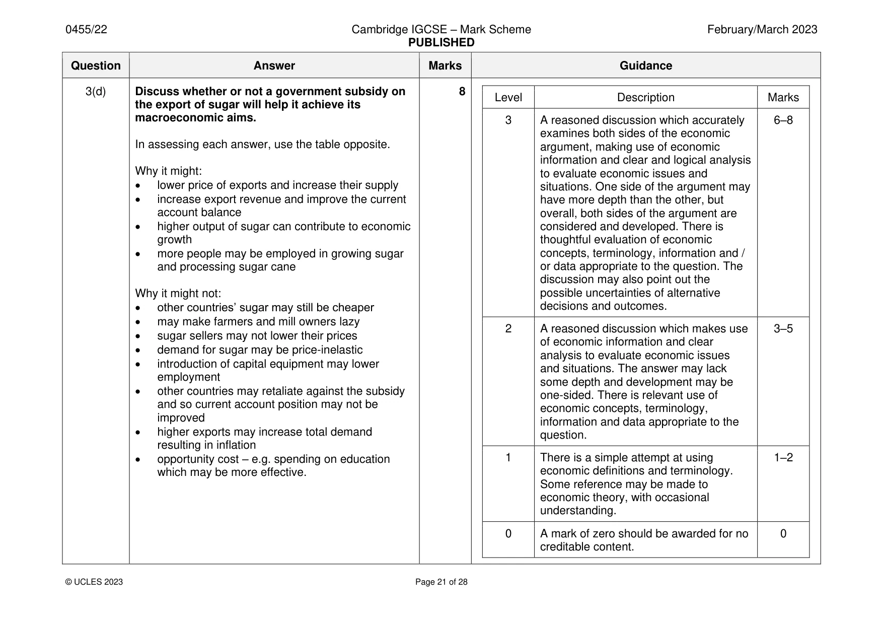 Mark scheme, page 21 of 28