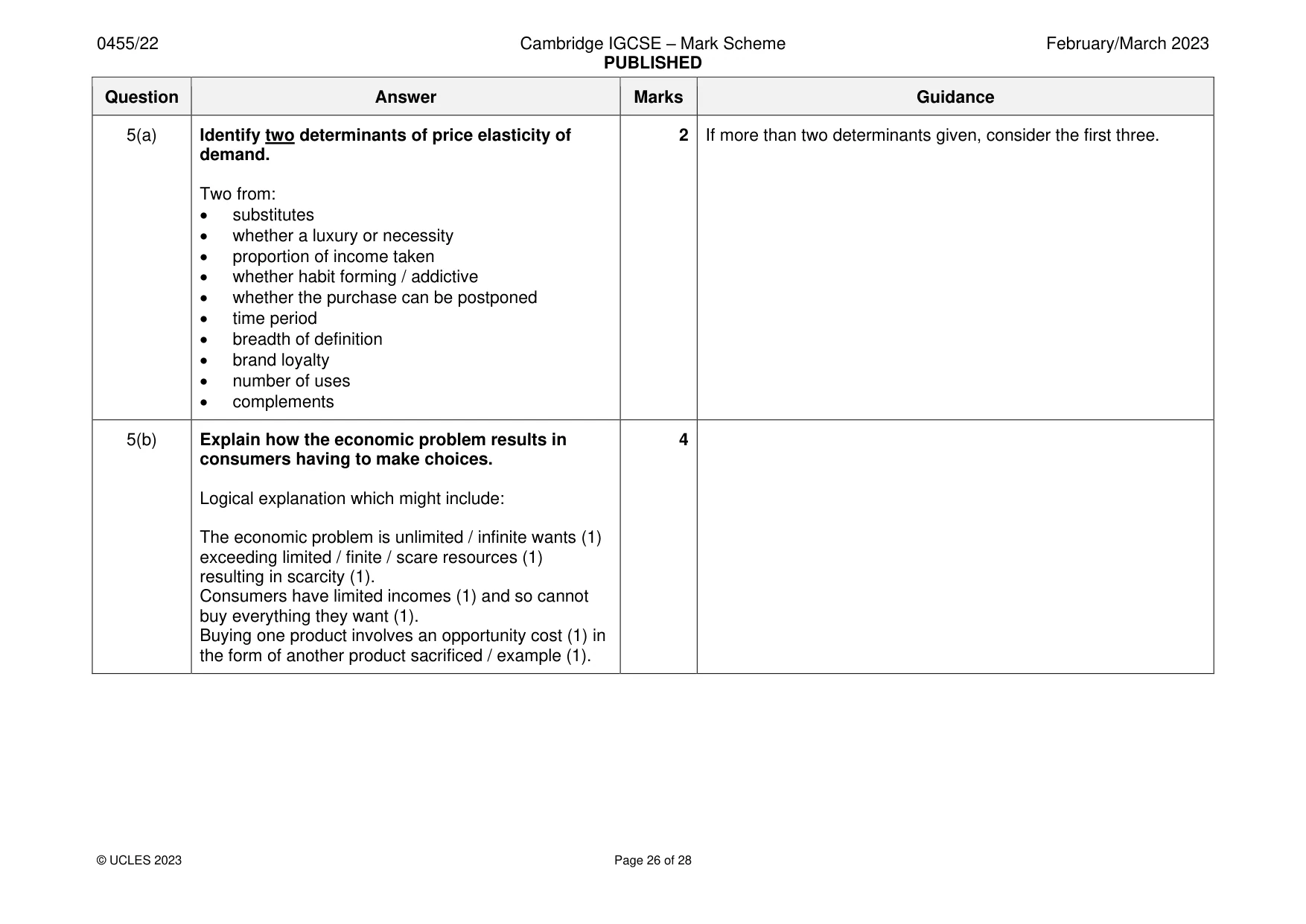 Mark scheme, page 26 of 28