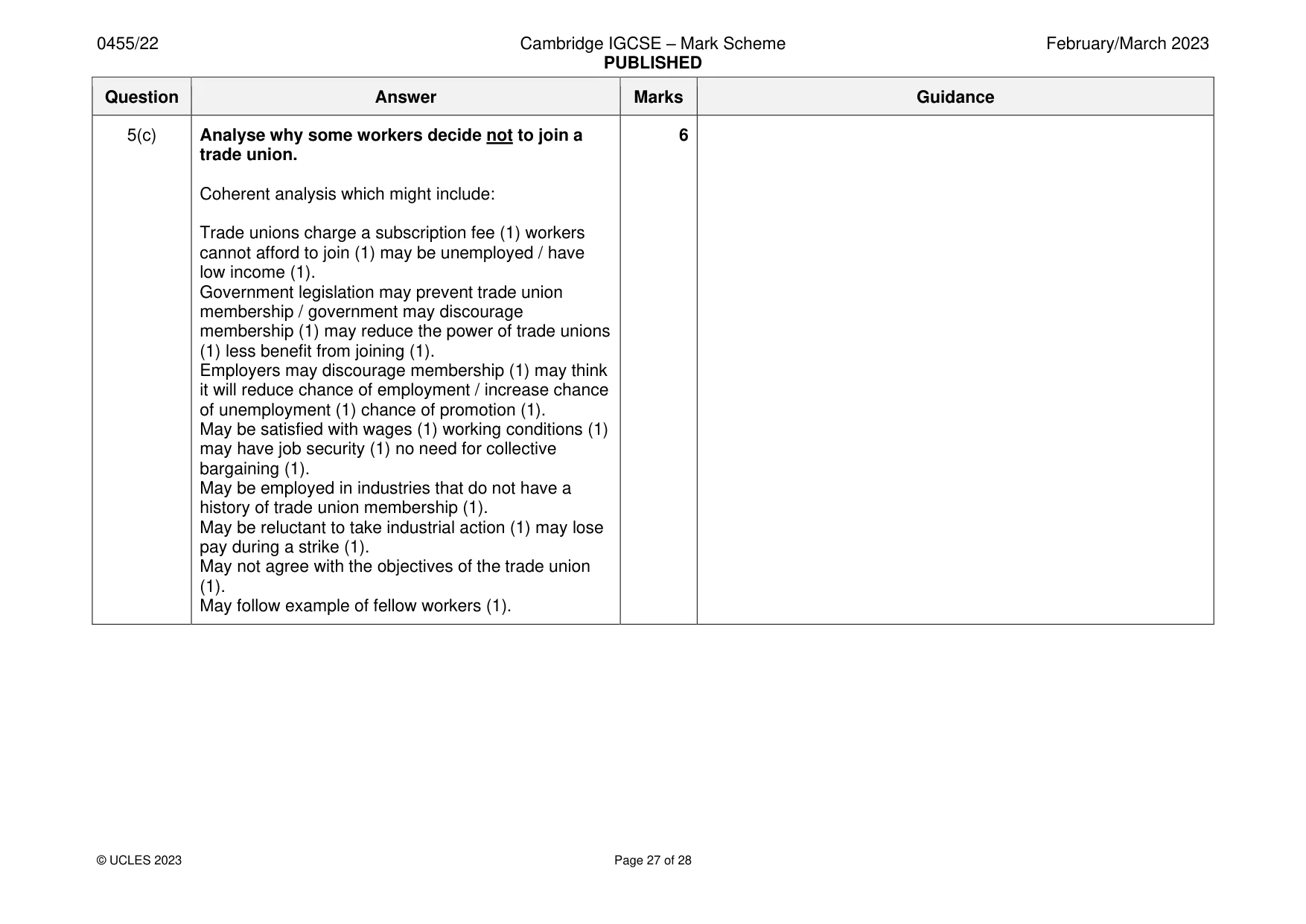 Mark scheme, page 27 of 28