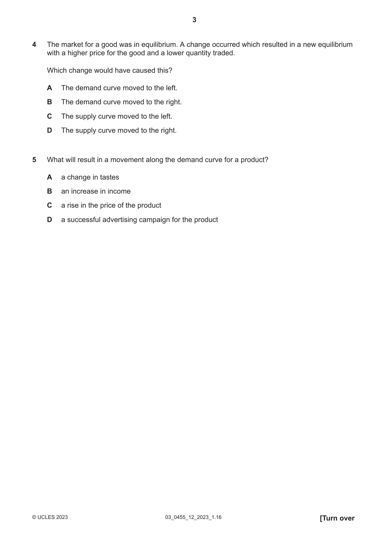 Cambridge IGCSE Economics 0455 2023 Feb/March Paper 1 · Variant 2 question paper, page 3 of 12