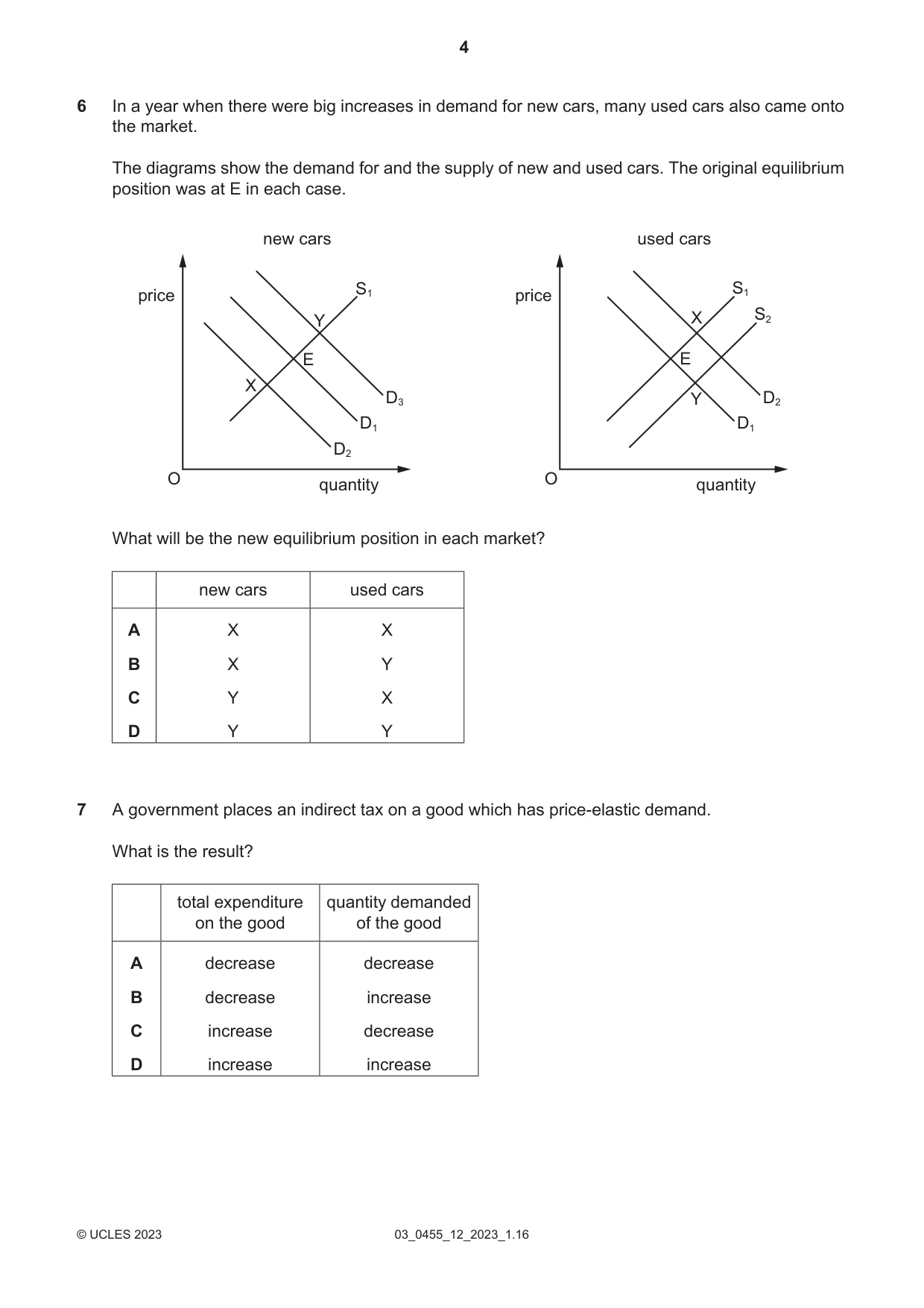 Cambridge IGCSE Economics 0455 2023 Feb/March Paper 1 · Variant 2 question paper, page 4 of 12