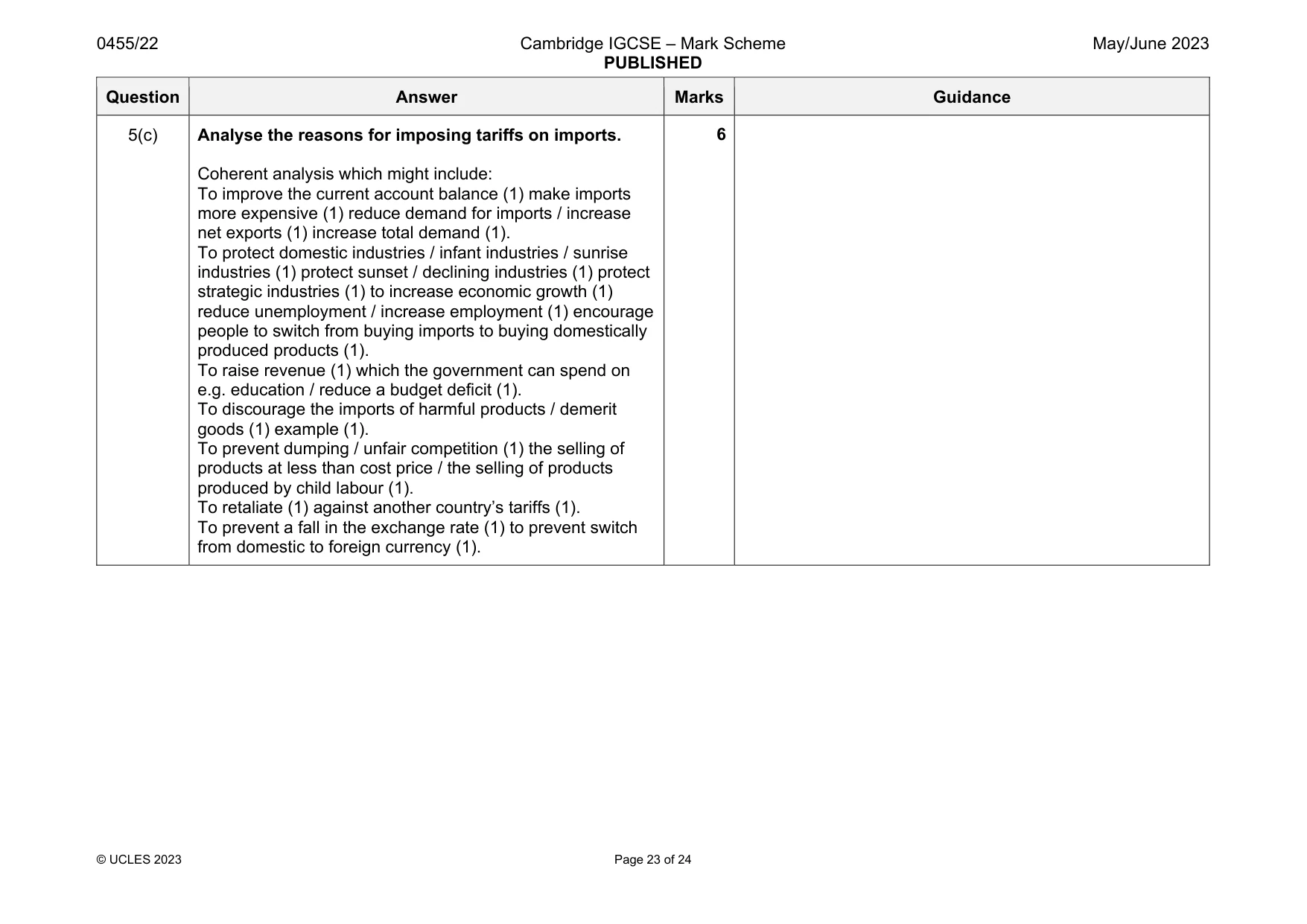 Mark scheme, page 23 of 24