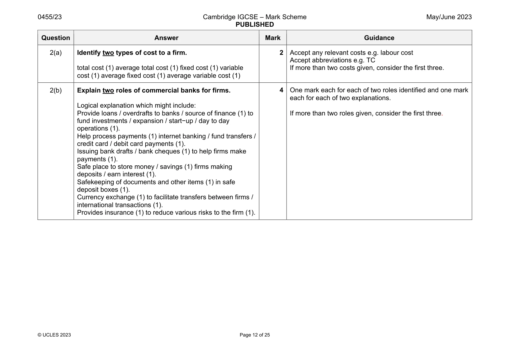 Mark scheme, page 12 of 25