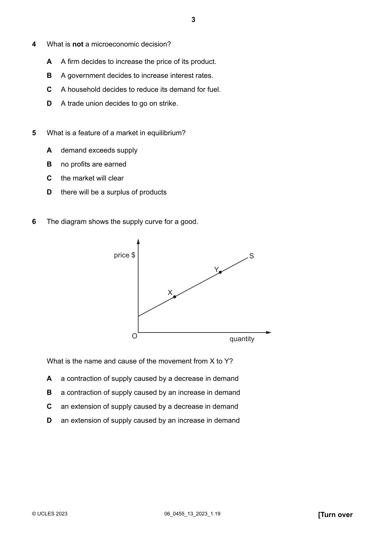 Cambridge IGCSE Economics 0455 2023 May/June Paper 1 · Variant 3 question paper, page 3 of 12