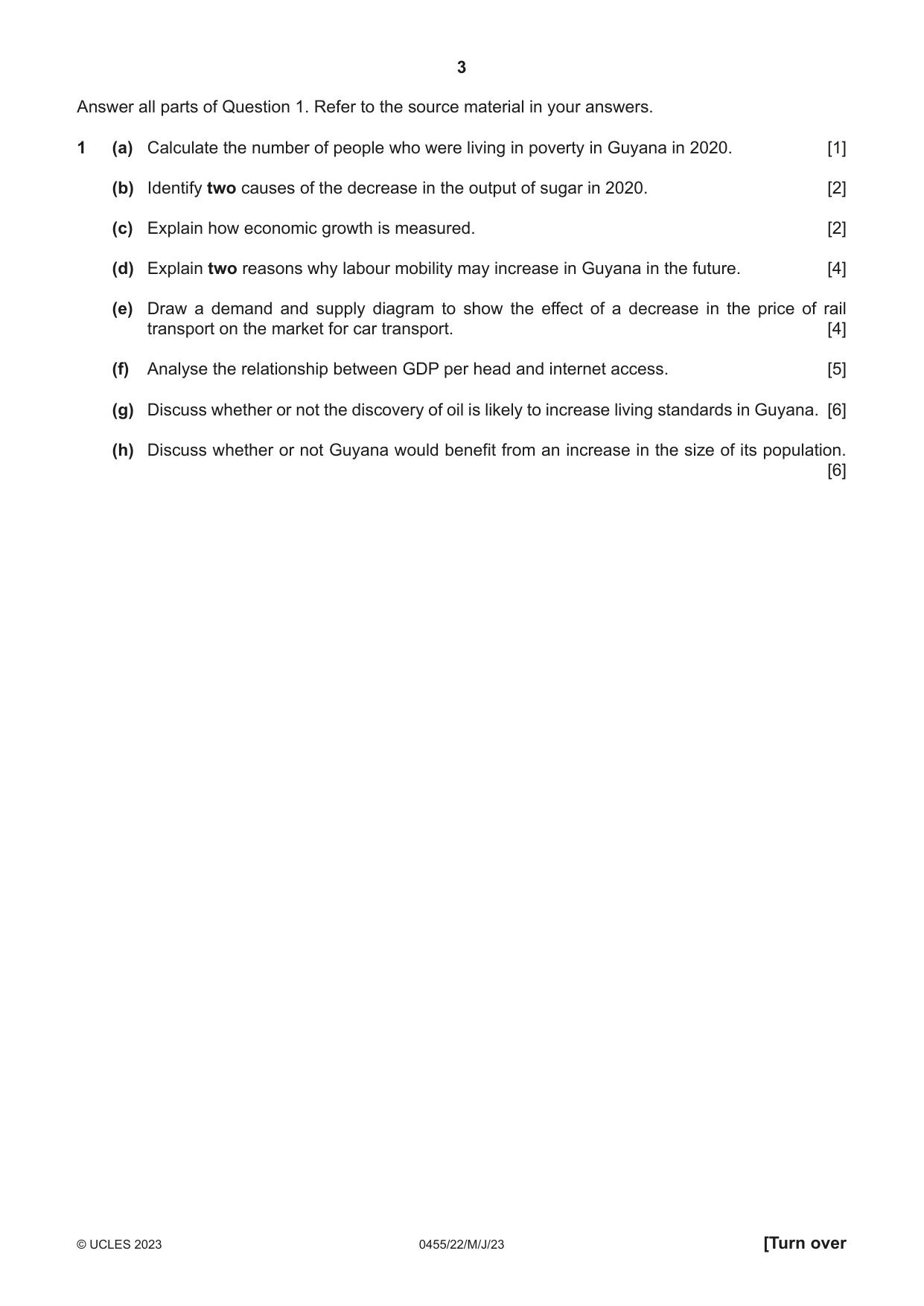 Cambridge IGCSE Economics 0455 2023 May/June Paper 2 · Variant 2 question paper, page 3 of 8