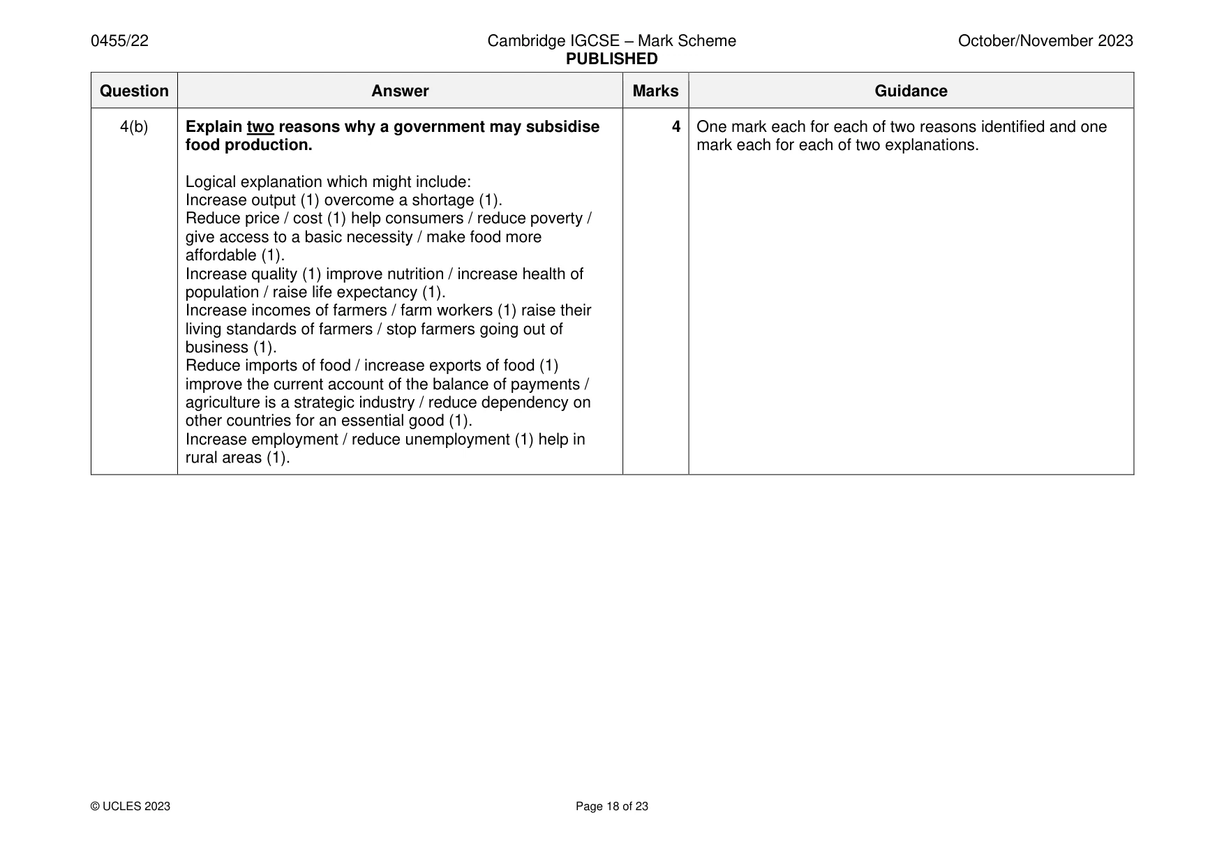 Mark scheme, page 18 of 23