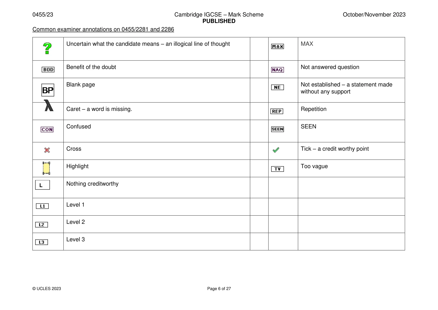Mark scheme, page 6 of 27