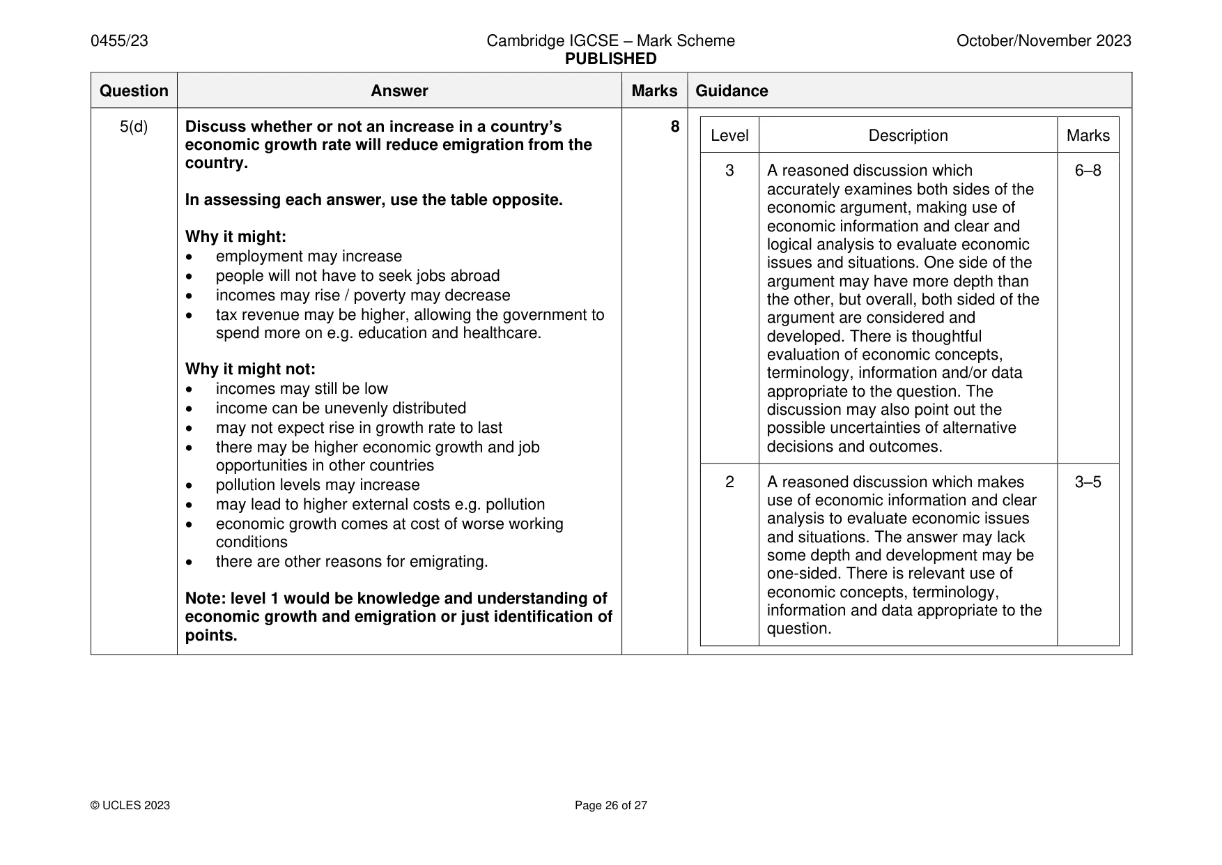 Mark scheme, page 26 of 27