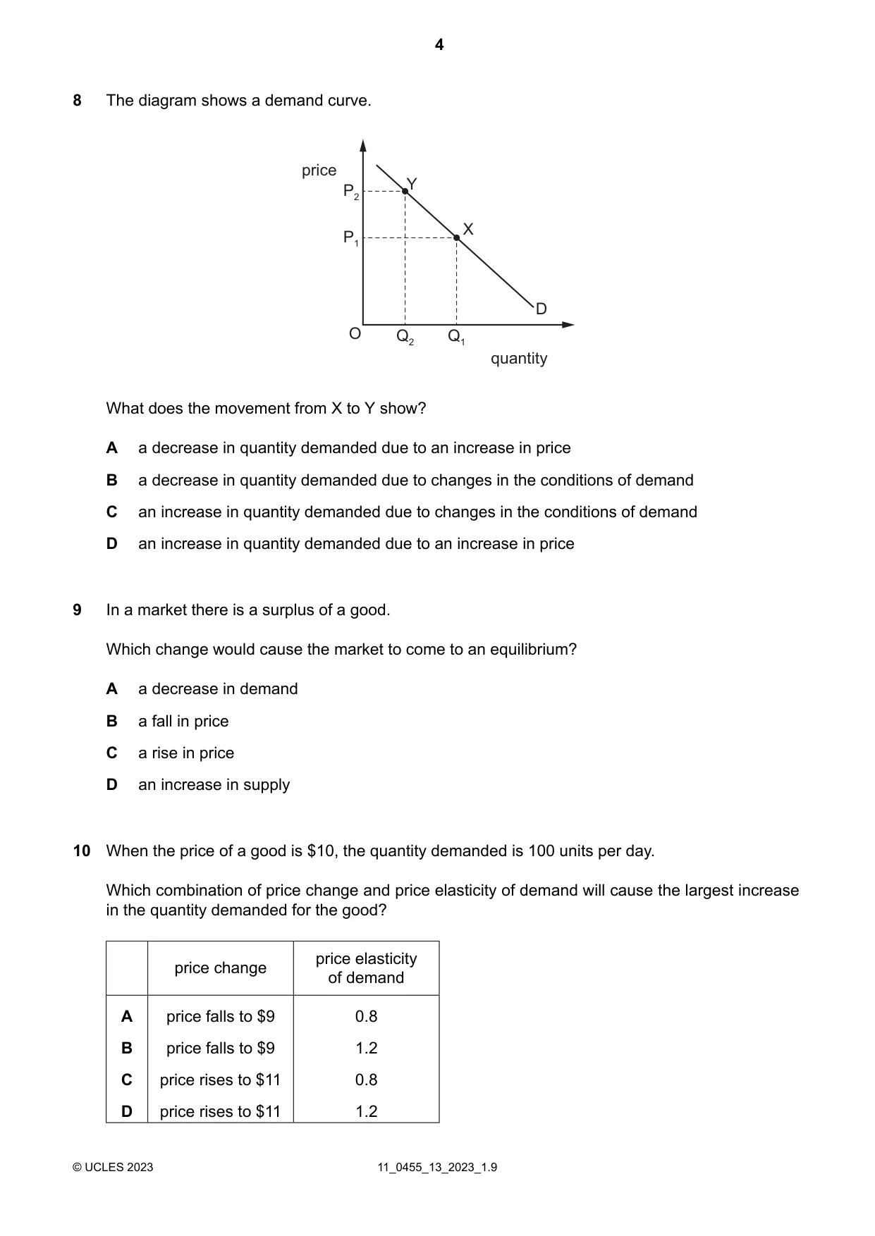 Cambridge IGCSE Economics 0455 2023 Oct/Nov Paper 1 · Variant 3 question paper, page 4 of 12