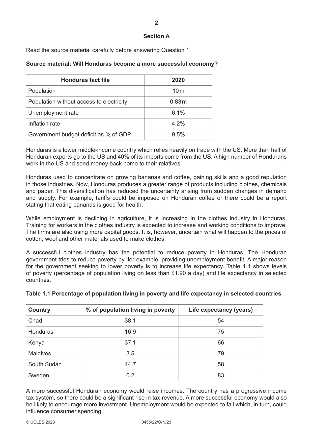 Cambridge IGCSE Economics 0455 2023 Oct/Nov Paper 2 · Variant 2 question paper, page 2 of 8