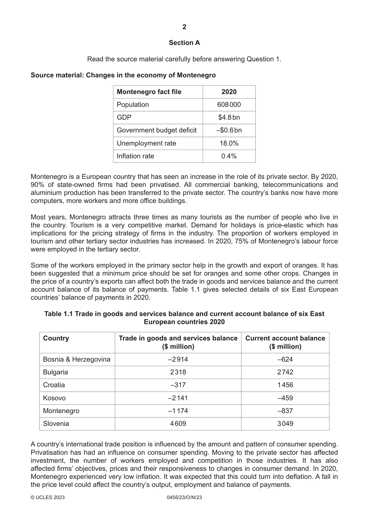 Cambridge IGCSE Economics 0455 2023 Oct/Nov Paper 2 · Variant 3 question paper, page 2 of 8