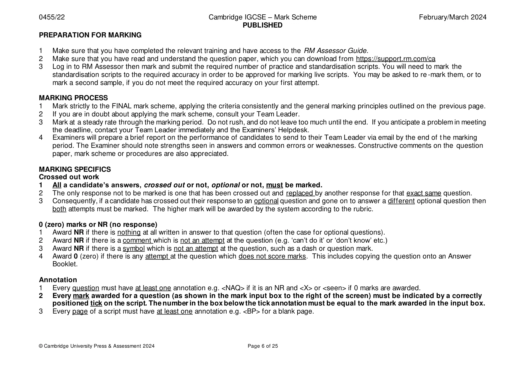 Mark scheme, page 6 of 25