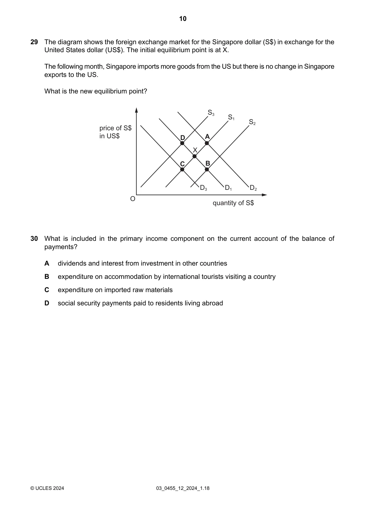 Cambridge IGCSE Economics 0455 2024 Feb/March Paper 1 · Variant 2 question paper, page 10 of 12