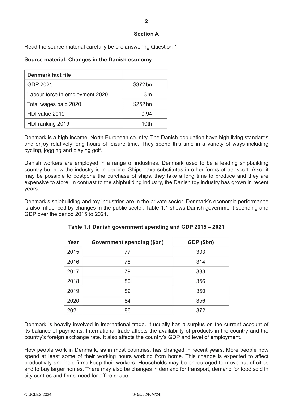 Cambridge IGCSE Economics 0455 2024 Feb/March Paper 2 · Variant 2 question paper, page 2 of 8
