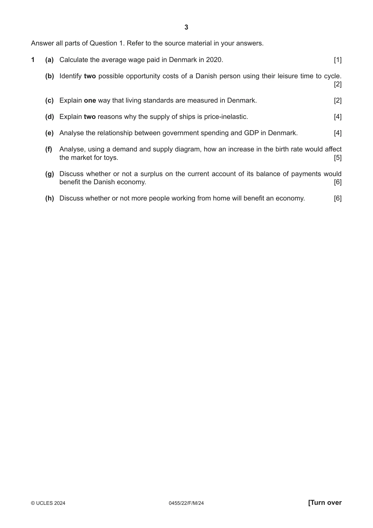 Cambridge IGCSE Economics 0455 2024 Feb/March Paper 2 · Variant 2 question paper, page 3 of 8