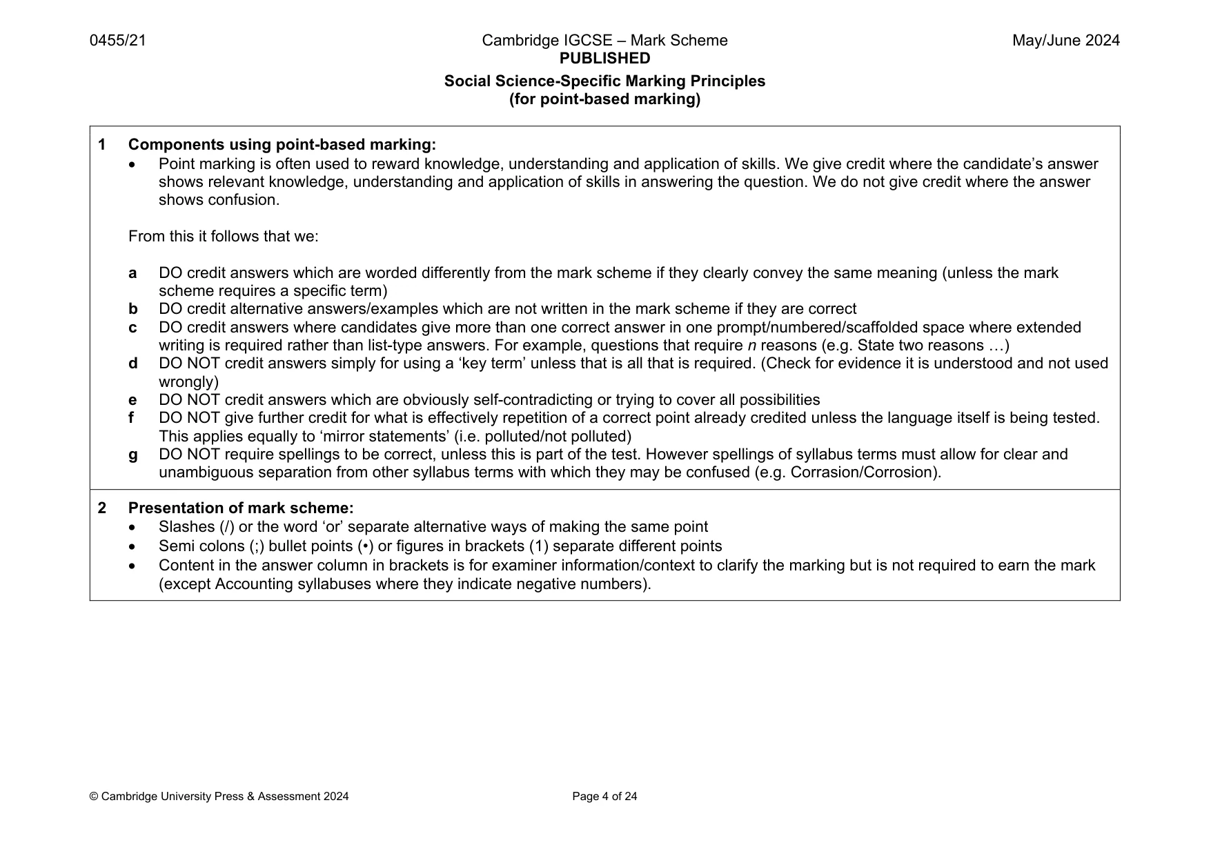 Mark scheme, page 4 of 24