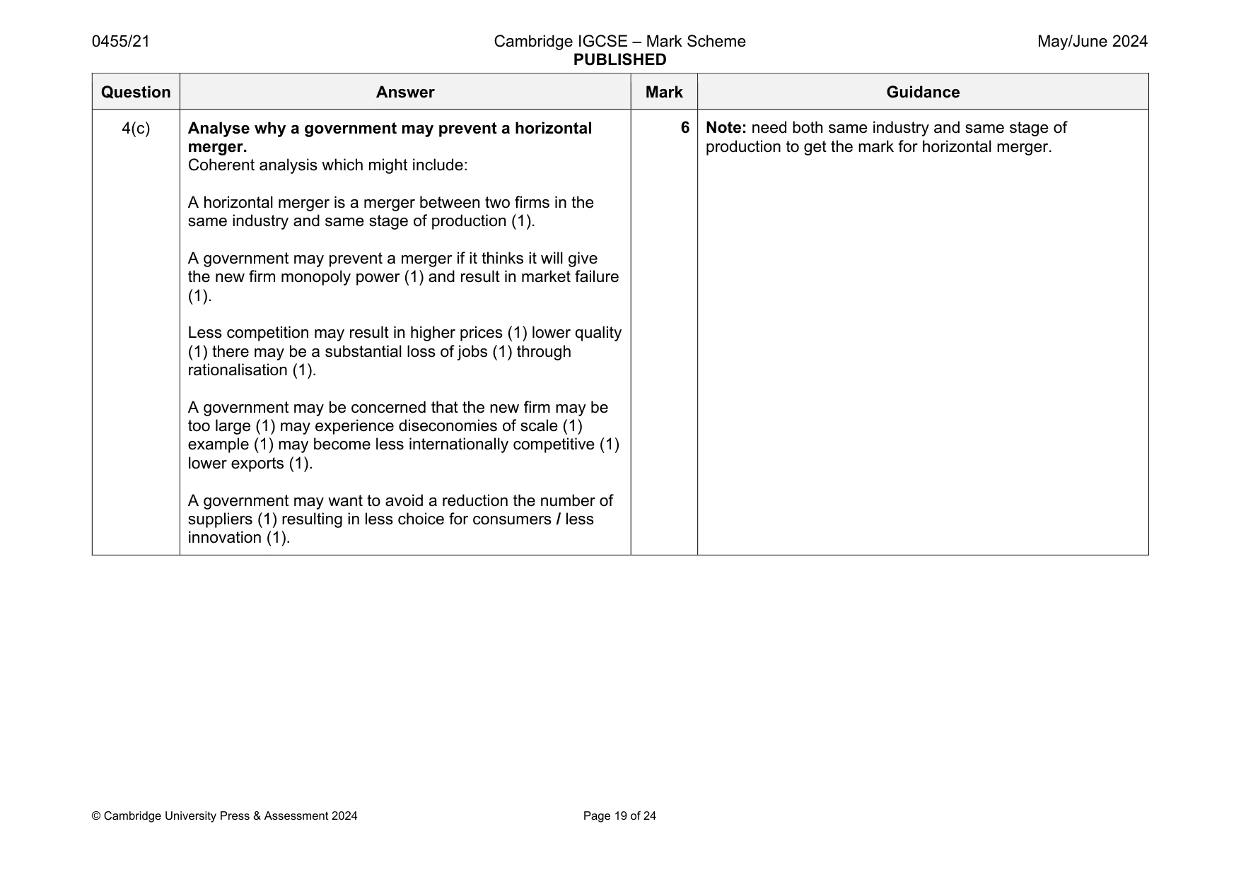 Mark scheme, page 19 of 24