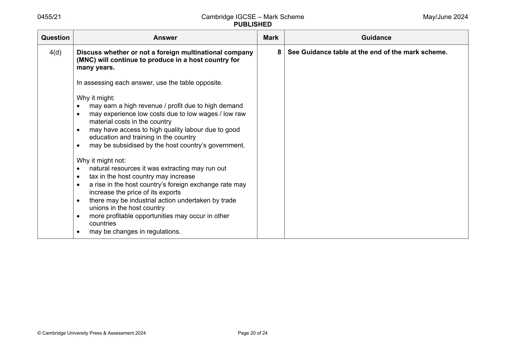 Mark scheme, page 20 of 24