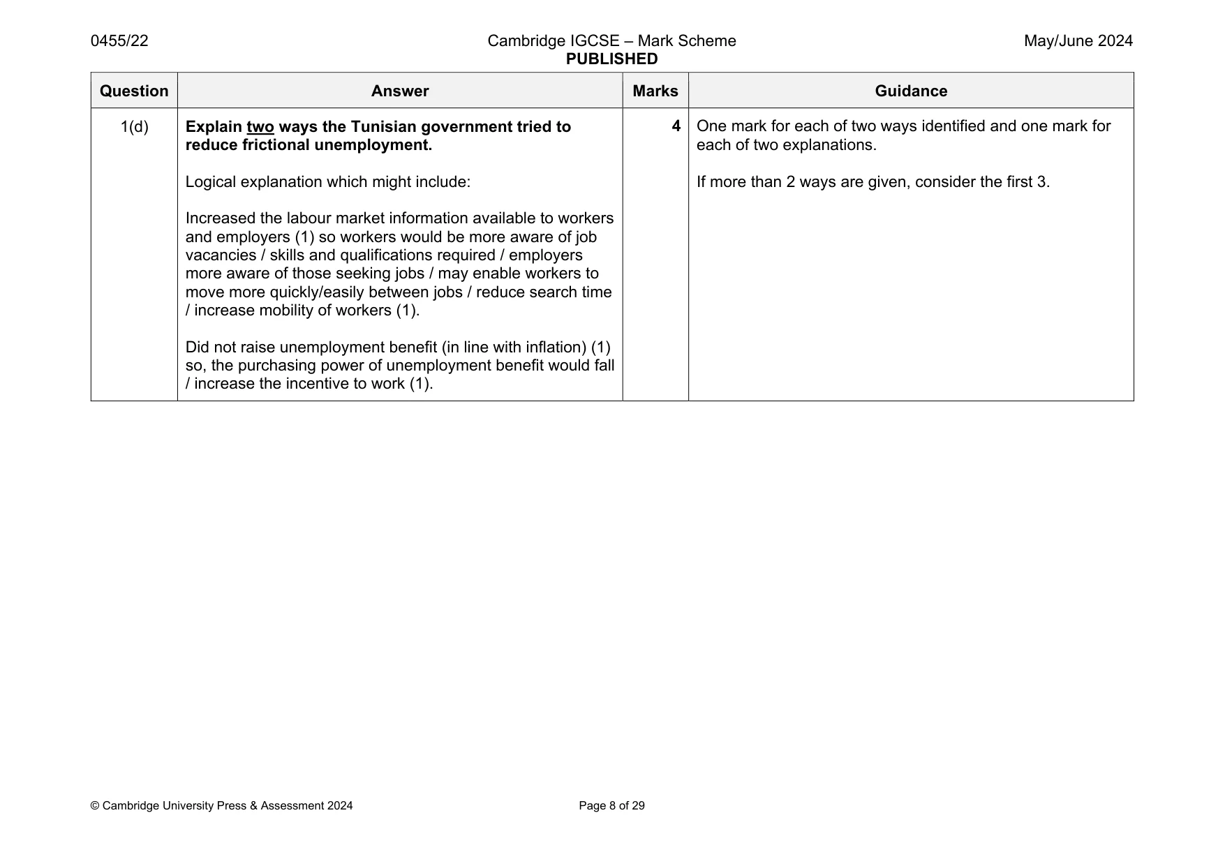 Mark scheme, page 8 of 29