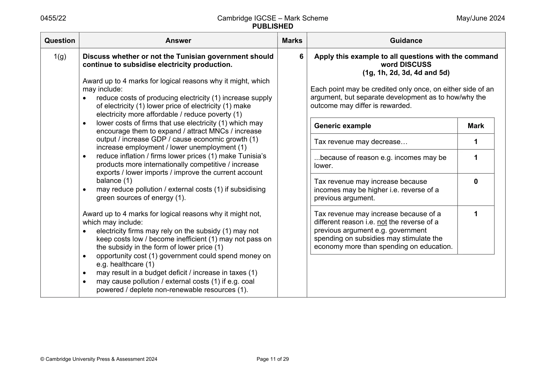 Mark scheme, page 11 of 29