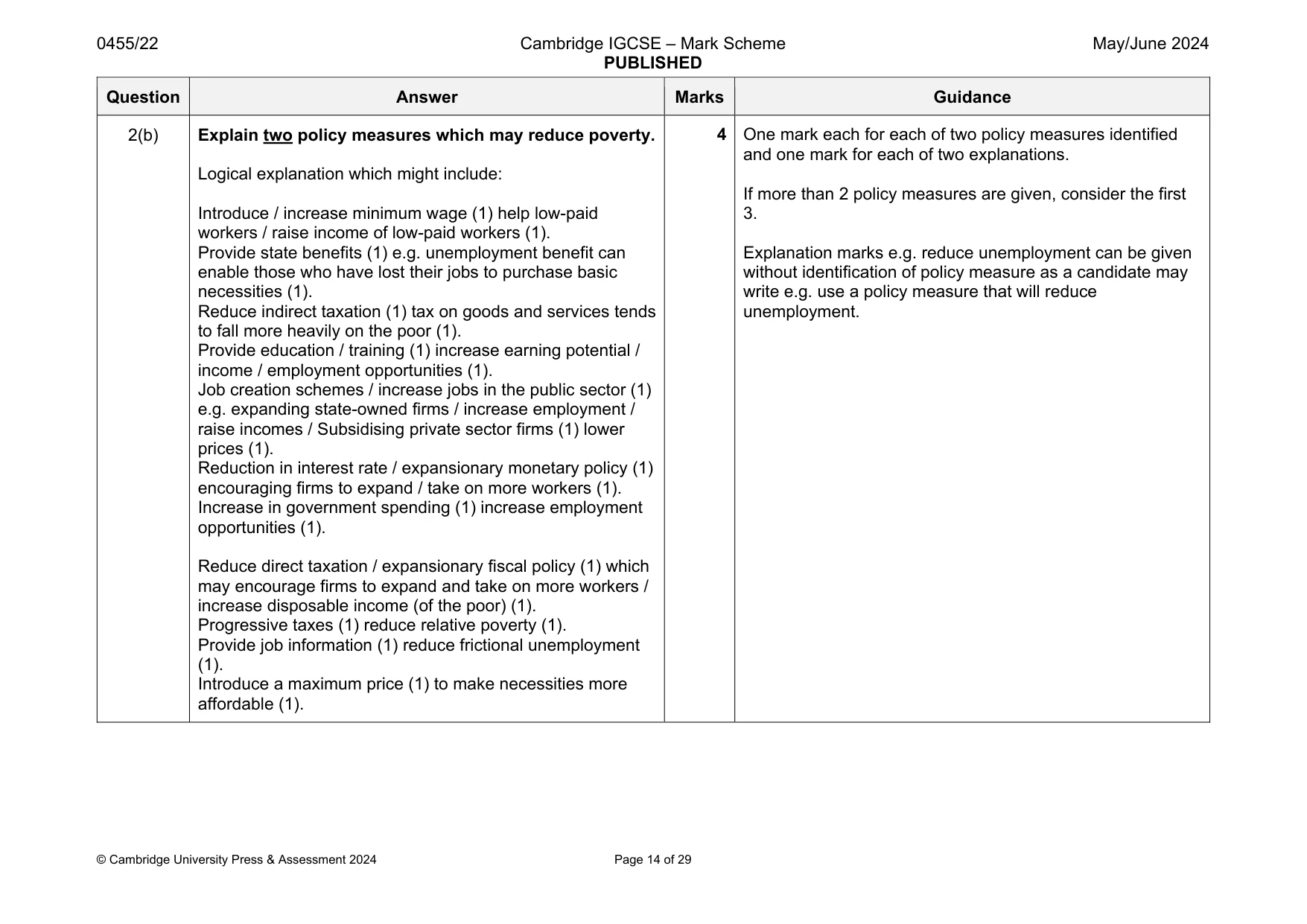 Mark scheme, page 14 of 29