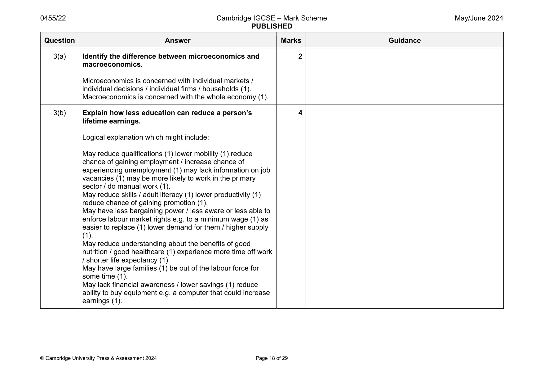 Mark scheme, page 18 of 29